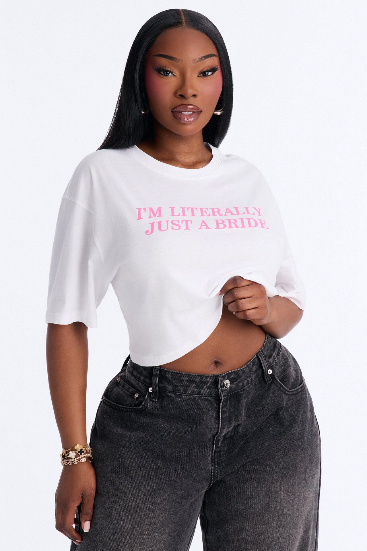 I'm Literally Just A Bride Baby Tee - White