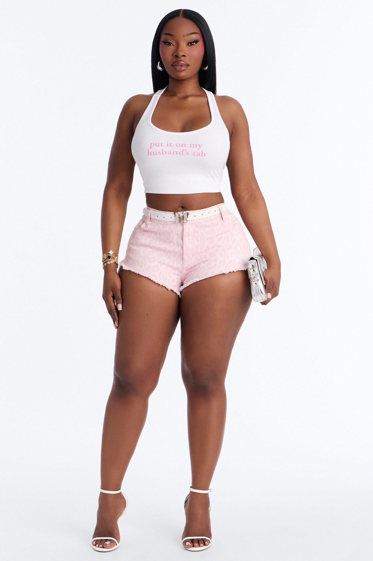 Social Butterfly Belted Leopard Micro Short - Pink