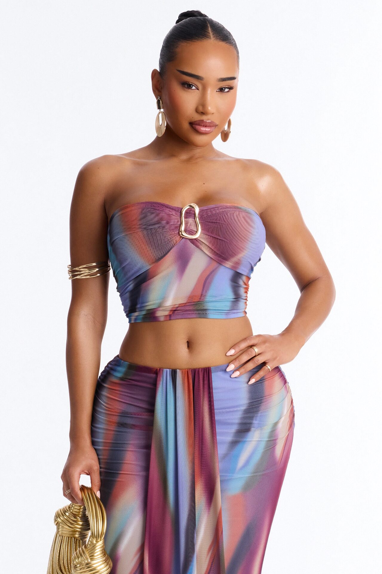 Aura Allure Mesh Skirt Set - Multi Color