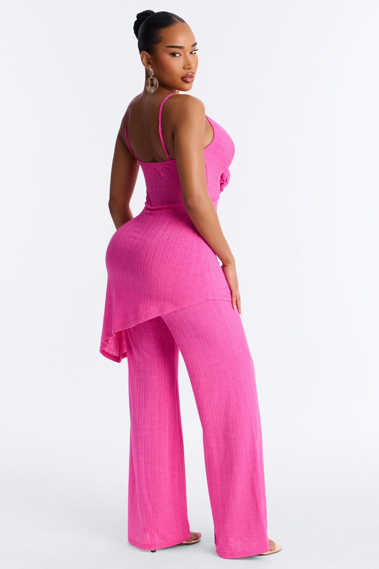 Fiona Draped Wide Leg Jumpsuit - Hot Pink