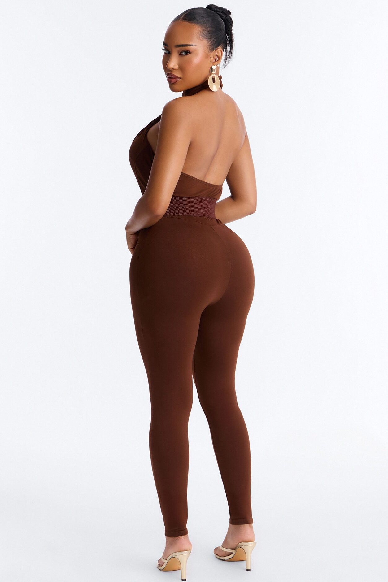 Kaila Cutout Belted 2 Piece Jumpsuit - Chocolate