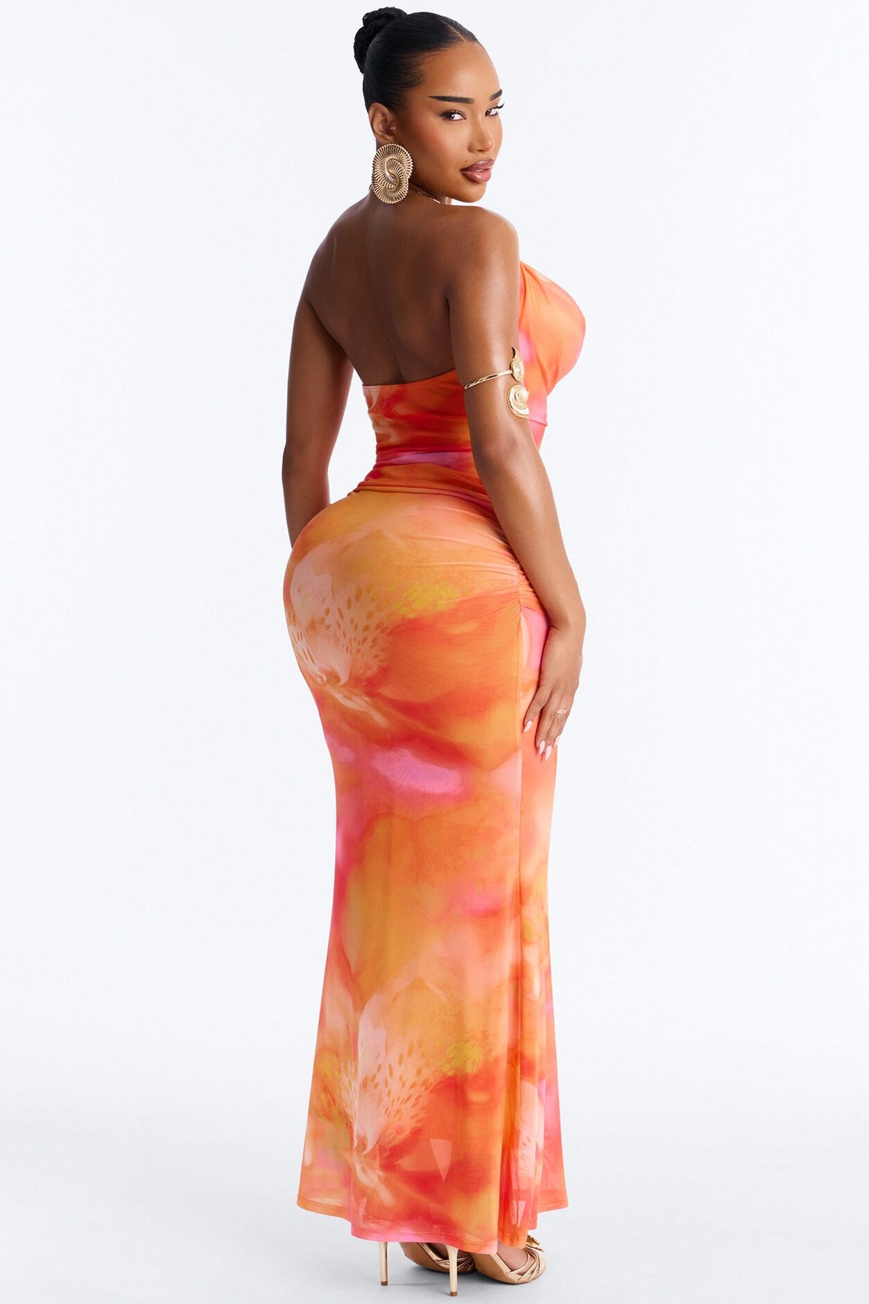 Caught Your Eye Mesh Maxi Dress - Pink/combo
