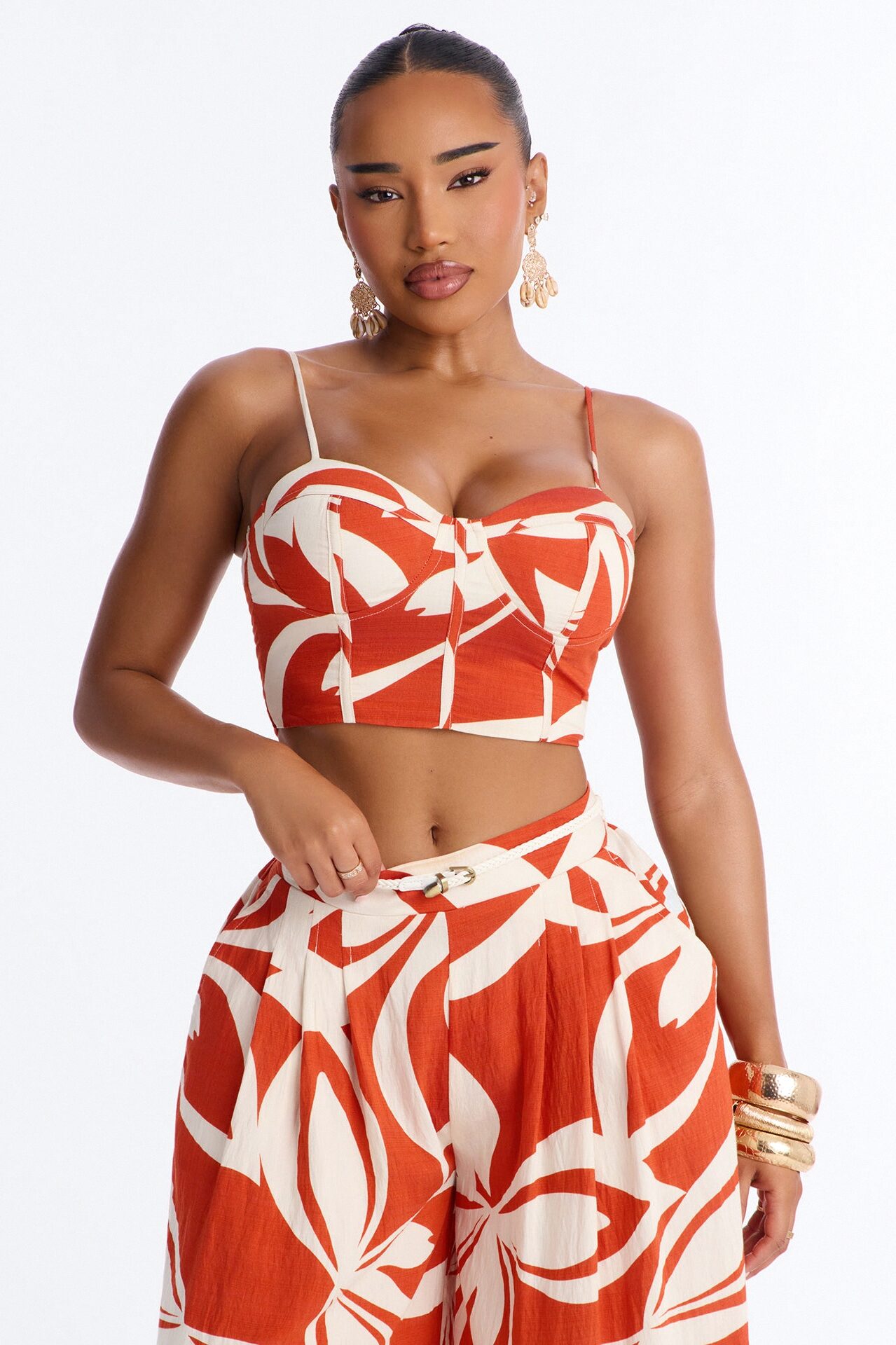 Lola Linen Pant Set - Rust