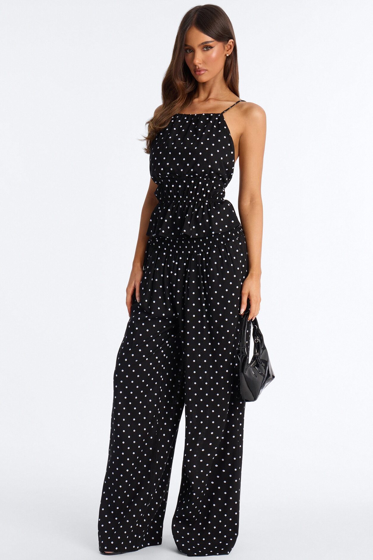 Riley Linen Polka Dot Pant Set - Black/White