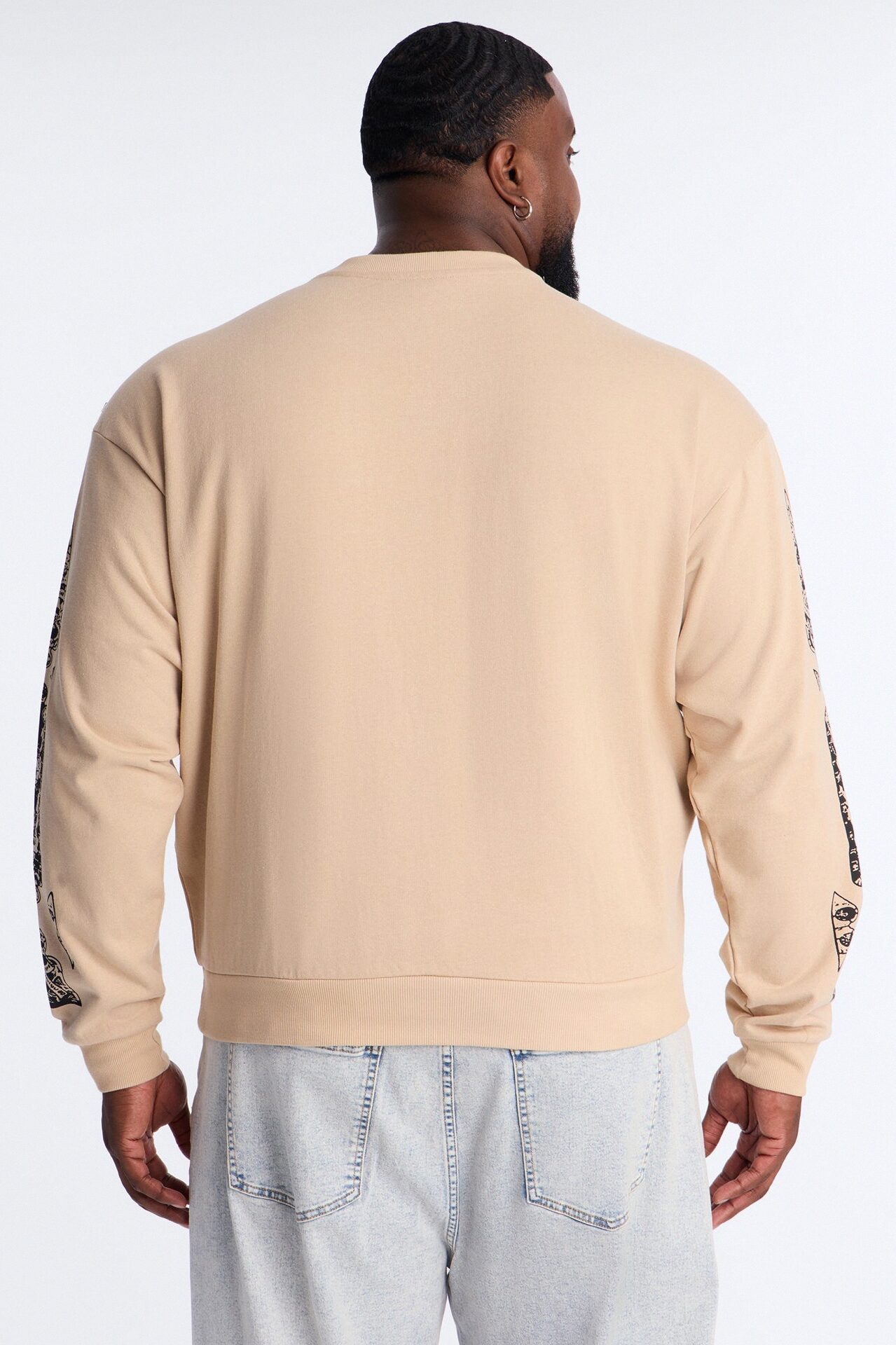 Saint Message Patched Crewneck Sweatshirt - Taupe