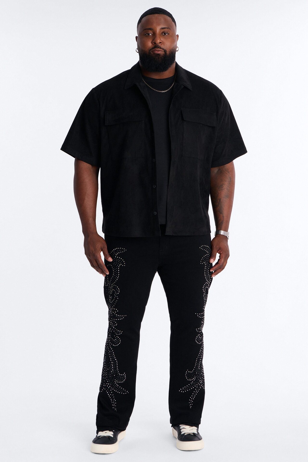 Stacked Skinny Flare Electric Storm Jean - Black