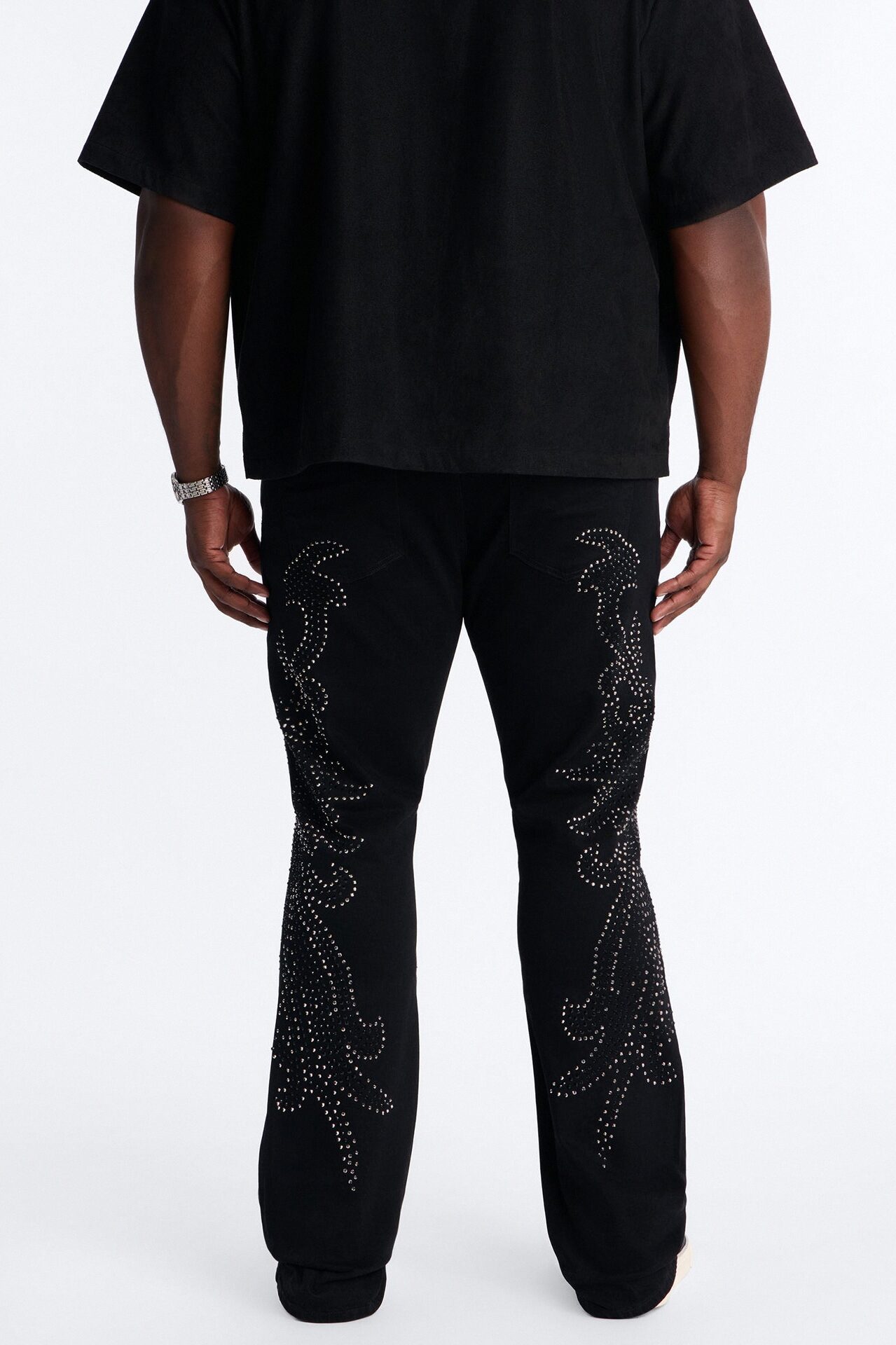 Stacked Skinny Flare Electric Storm Jean - Black