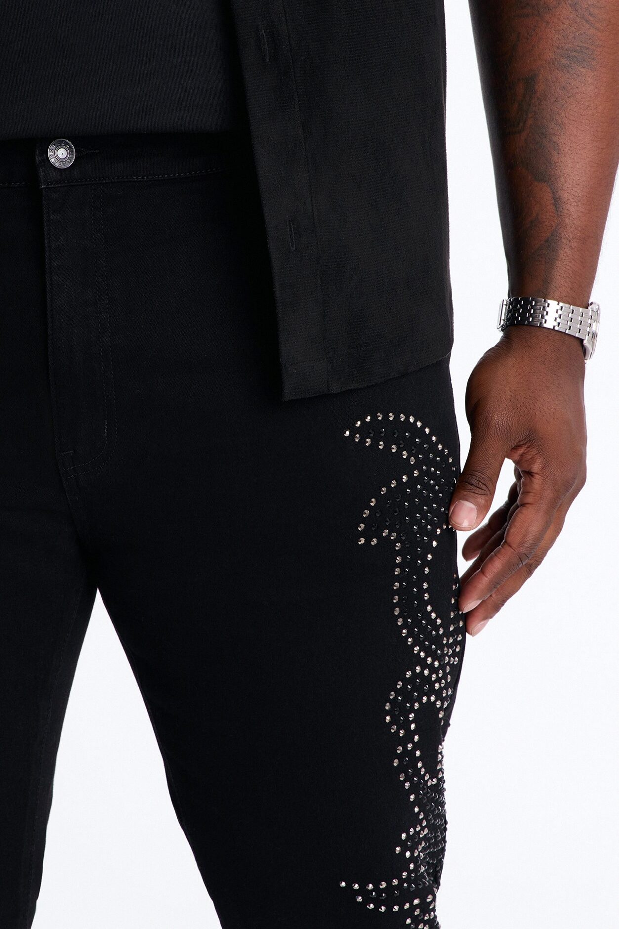 Stacked Skinny Flare Electric Storm Jean - Black