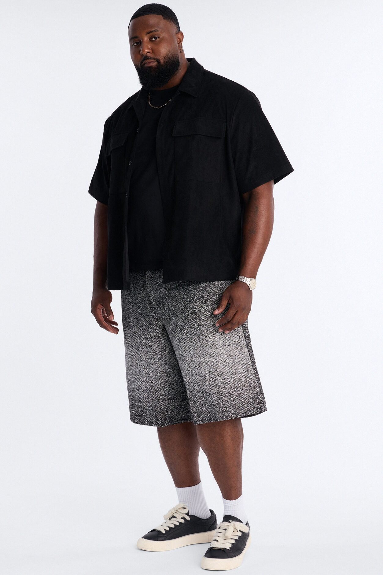 Baggy Tapestry Denim Short - Grey