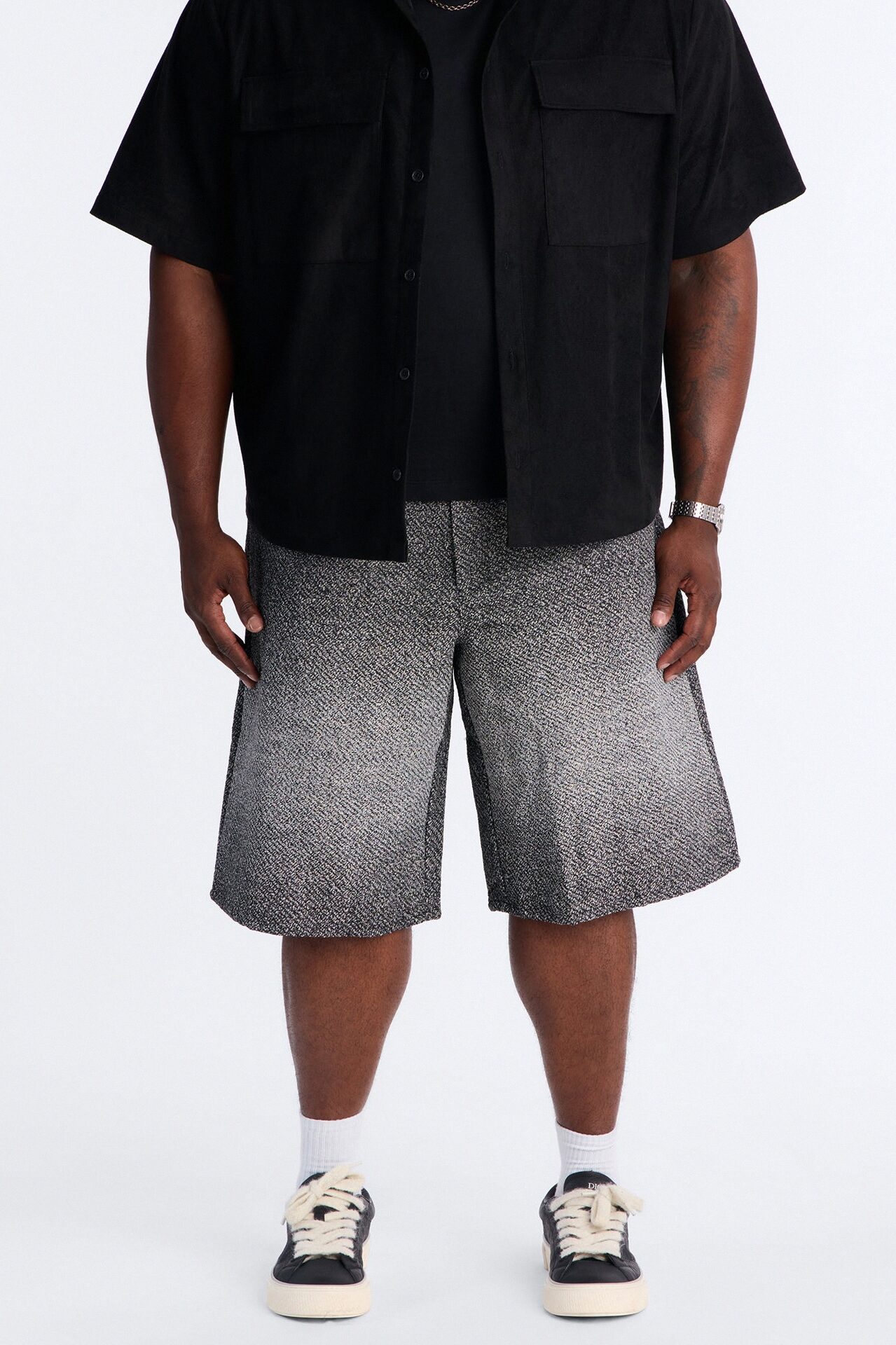 Baggy Tapestry Denim Short - Grey