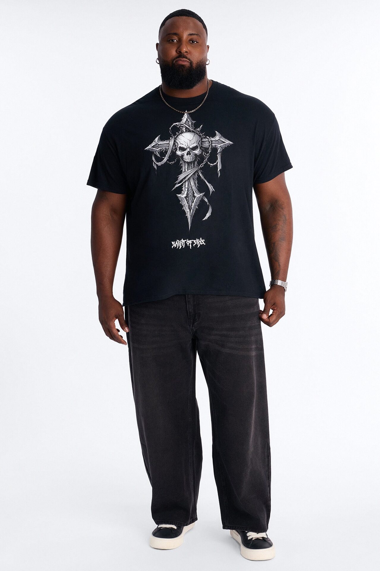 La Familia Cross And Skull Short Sleeve Tee - Black