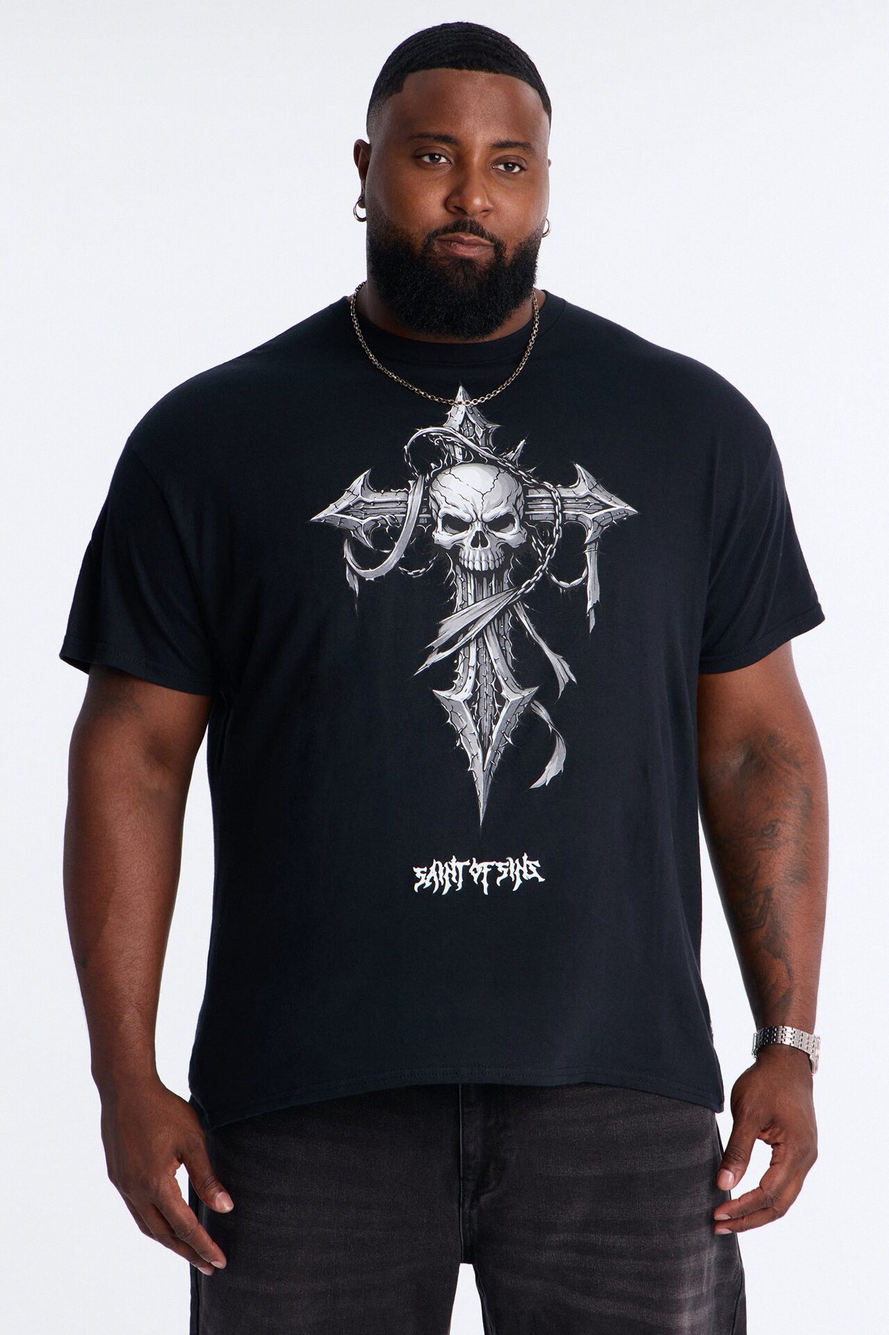 La Familia Cross And Skull Short Sleeve Tee - Black