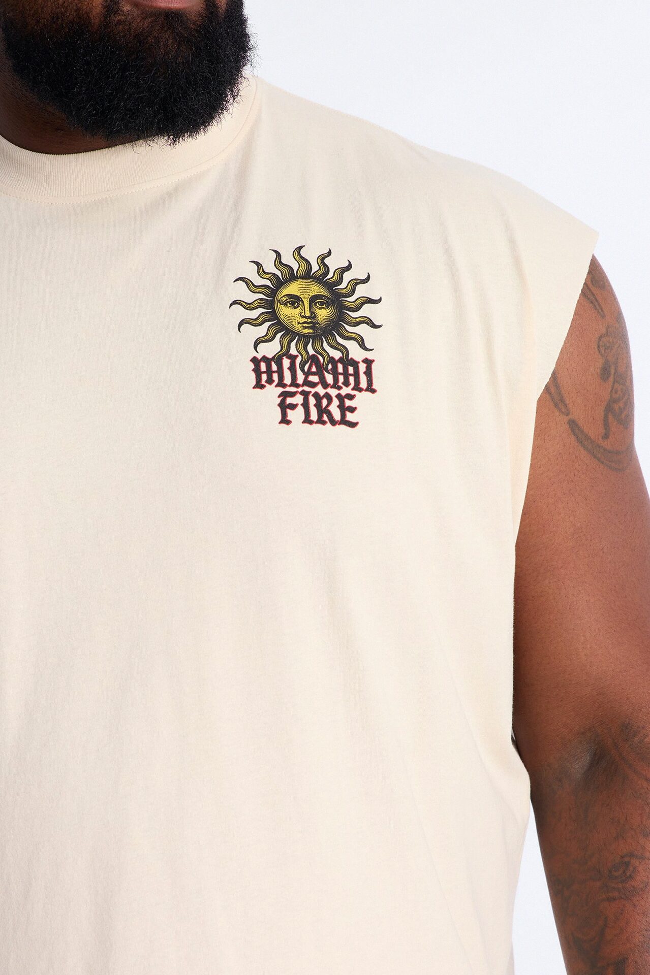 Miami Fire Vintage Muscle Tee - Off White
