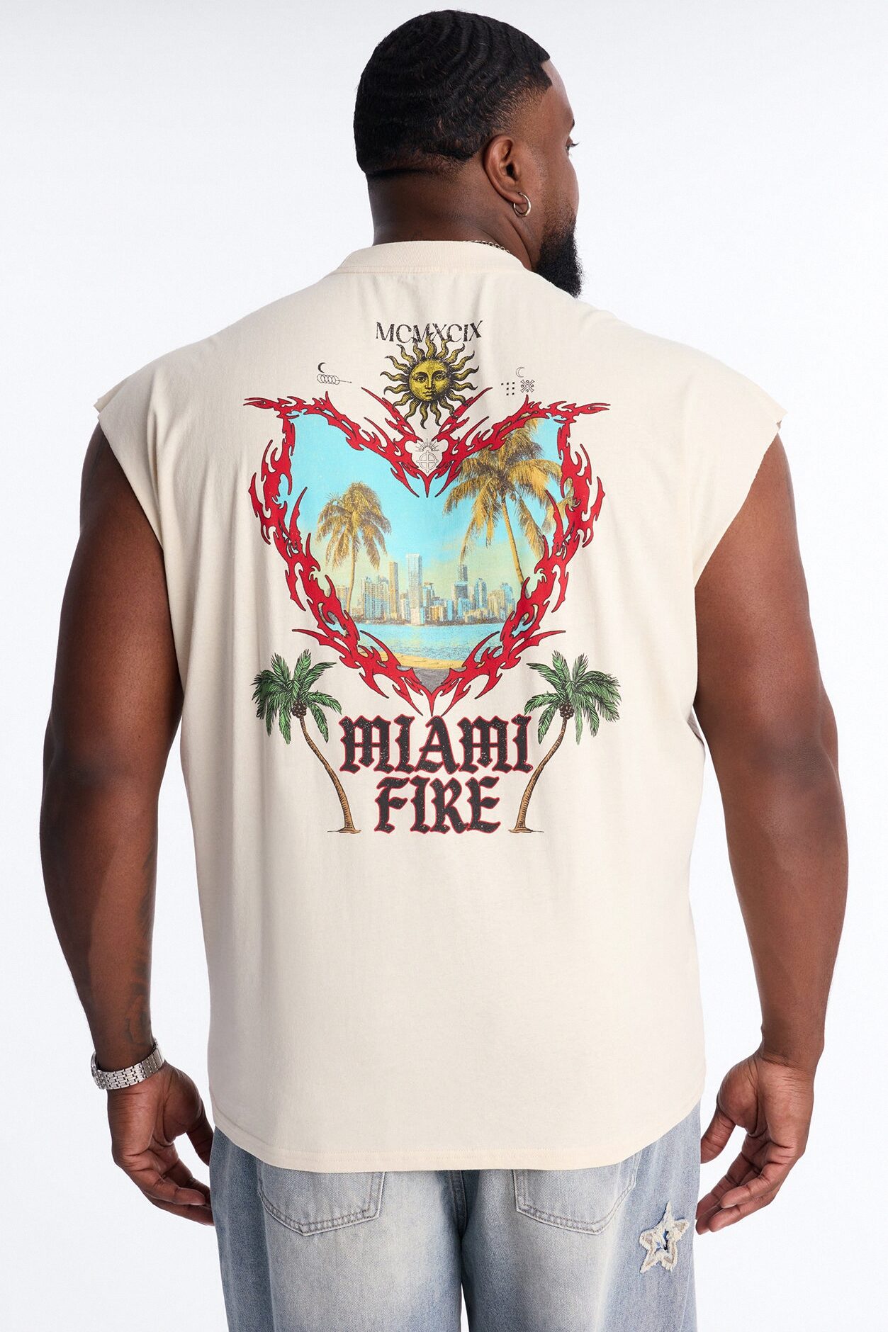 Miami Fire Vintage Muscle Tee - Off White