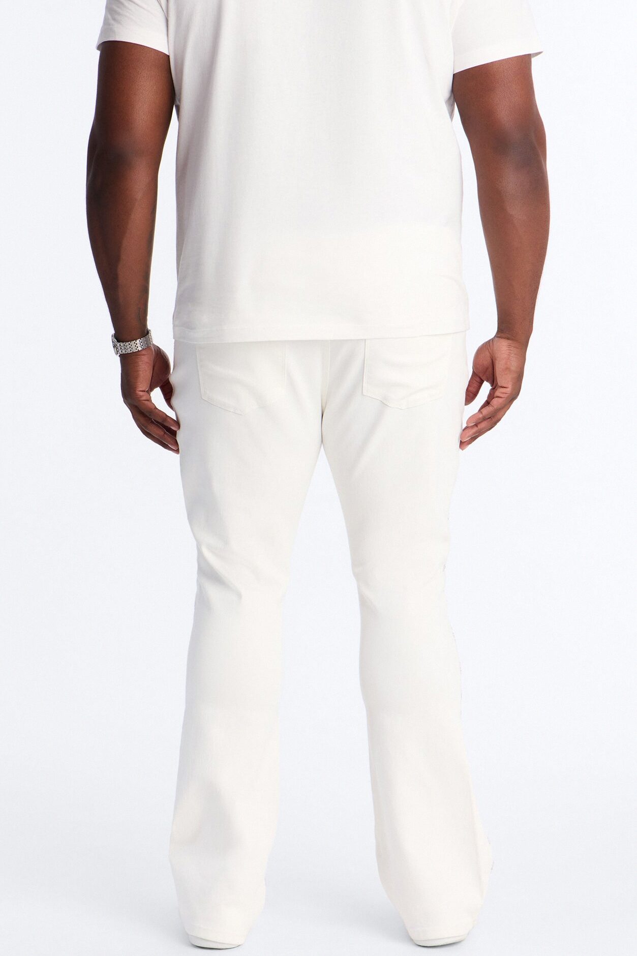 Stacked Skinny Flare Electric Prowl Jean - White