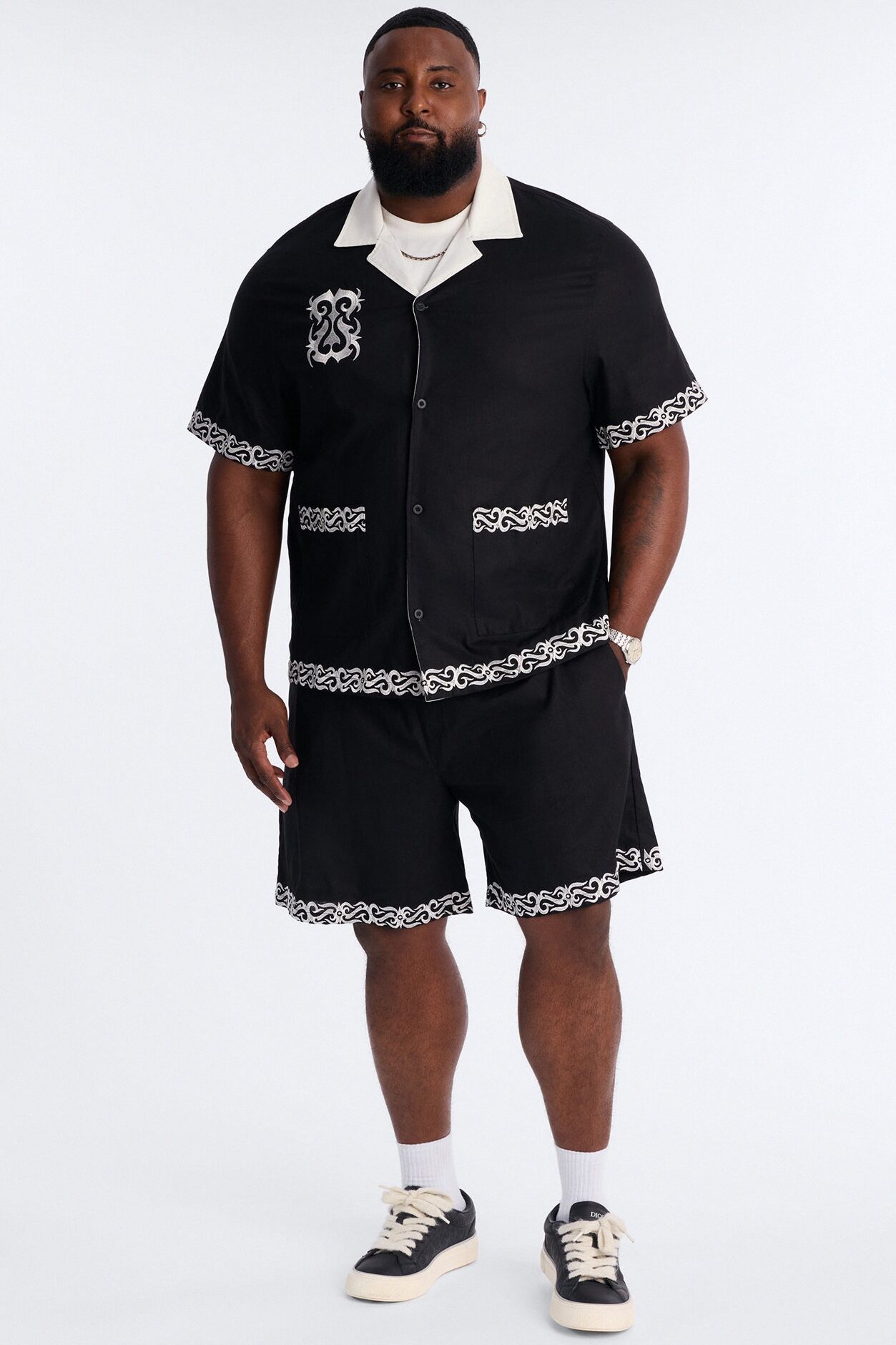 Coastal Isla Cuban Button Up Shirt - Black