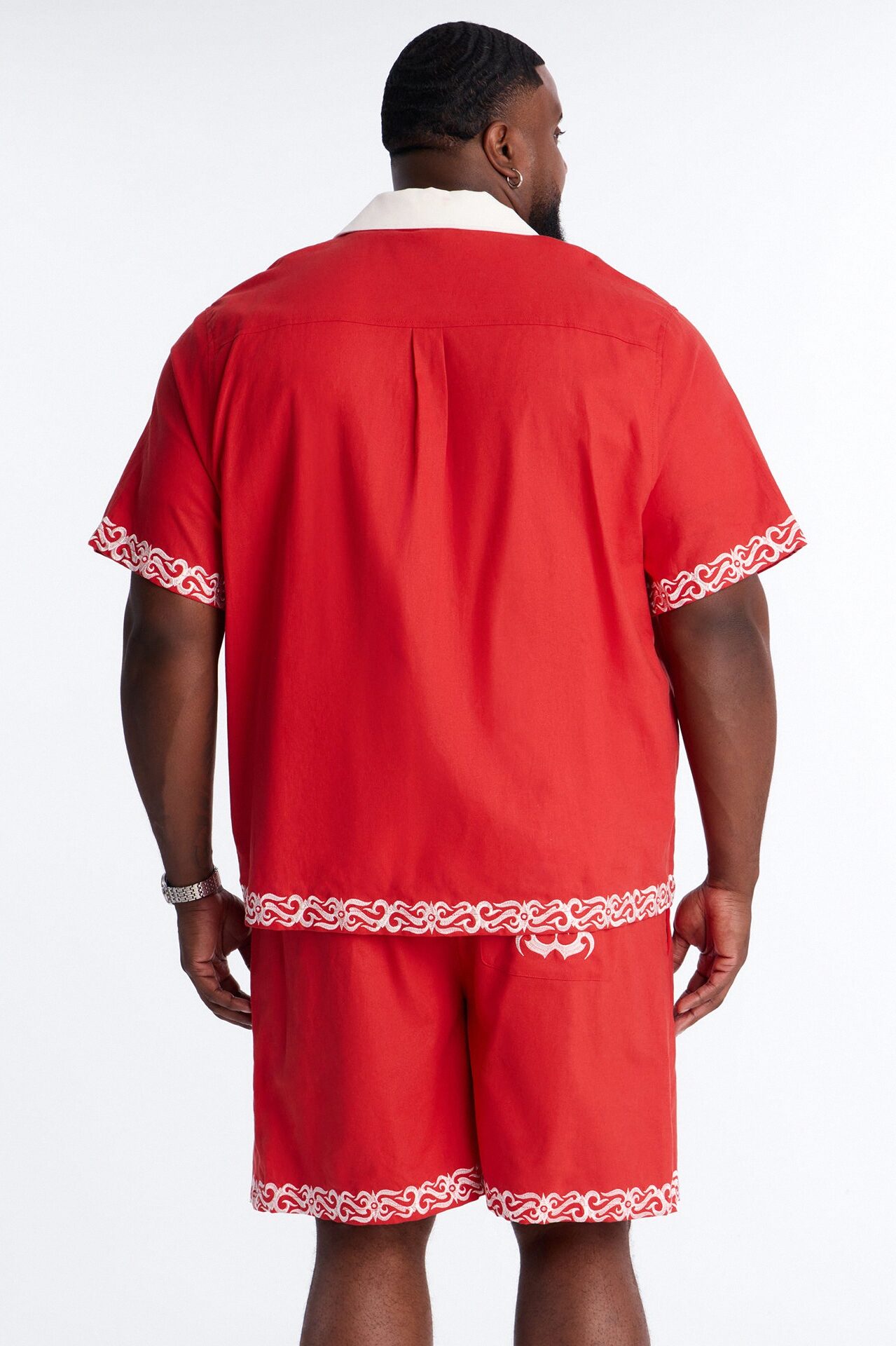 Coastal Isla Cuban Button Up Shirt - Red