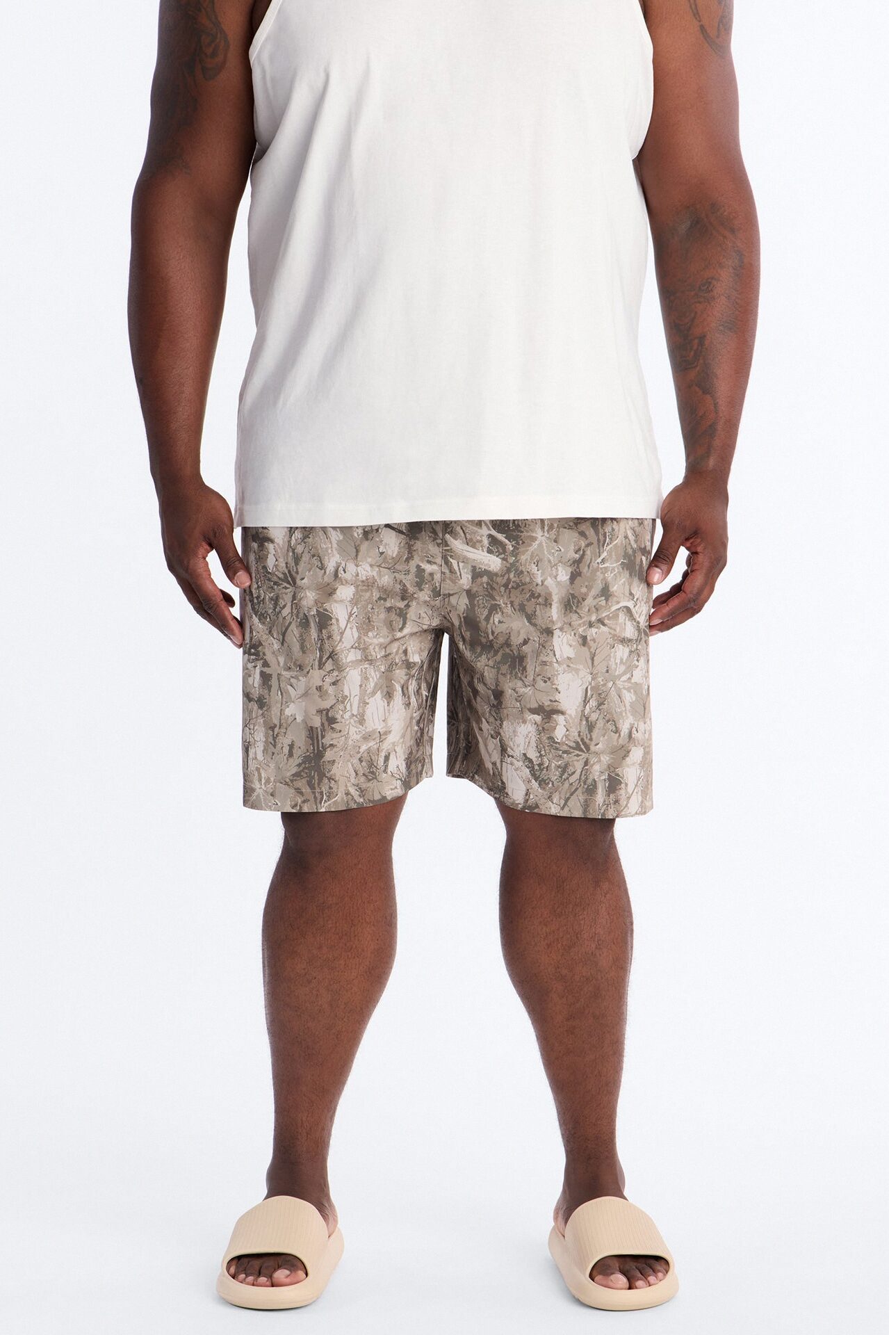Washed Camo Printed Swim Trunk 7″ - Camouflage