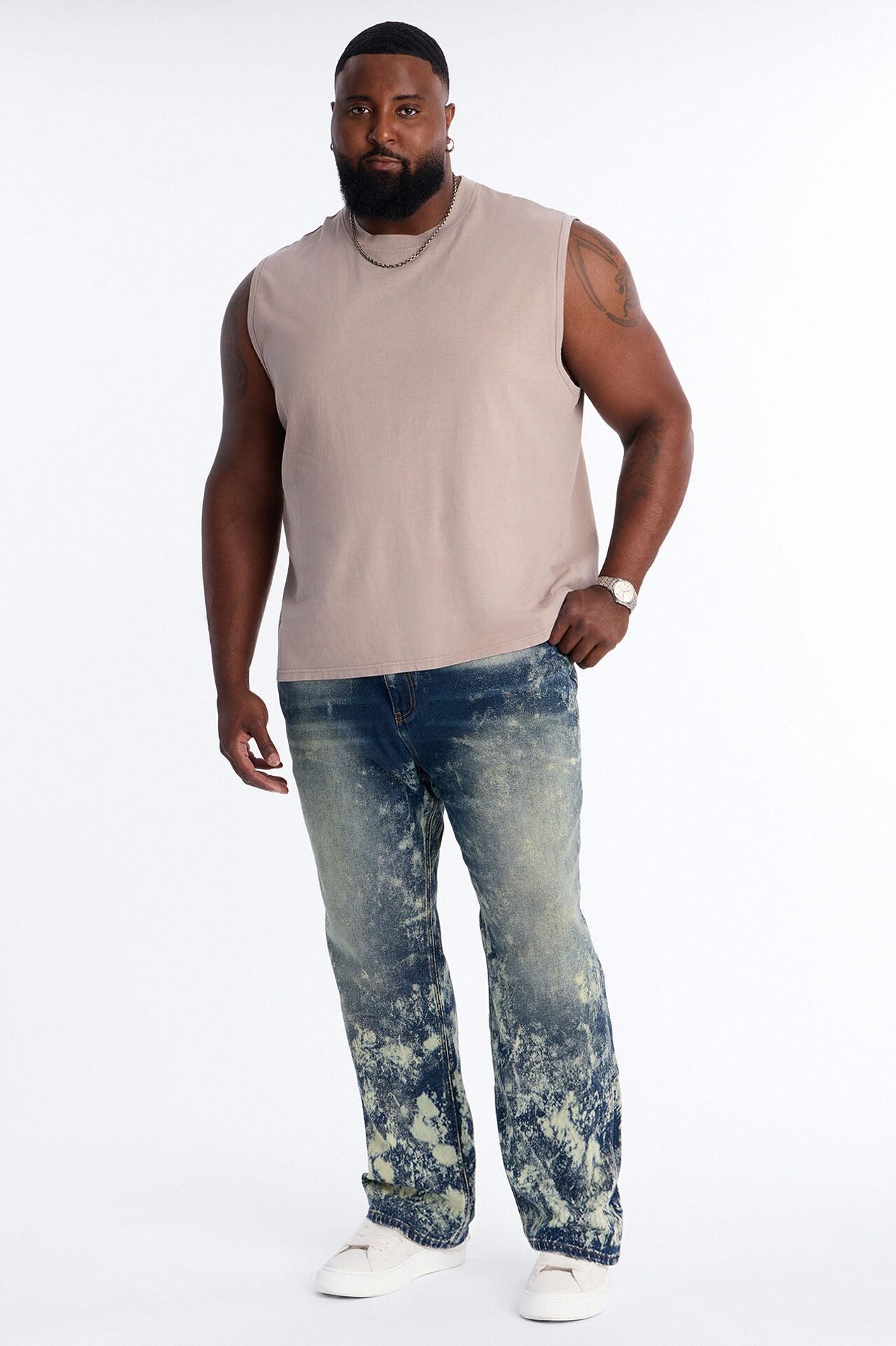 Timeless Bleach Washed Straight Jeans - Dark Wash