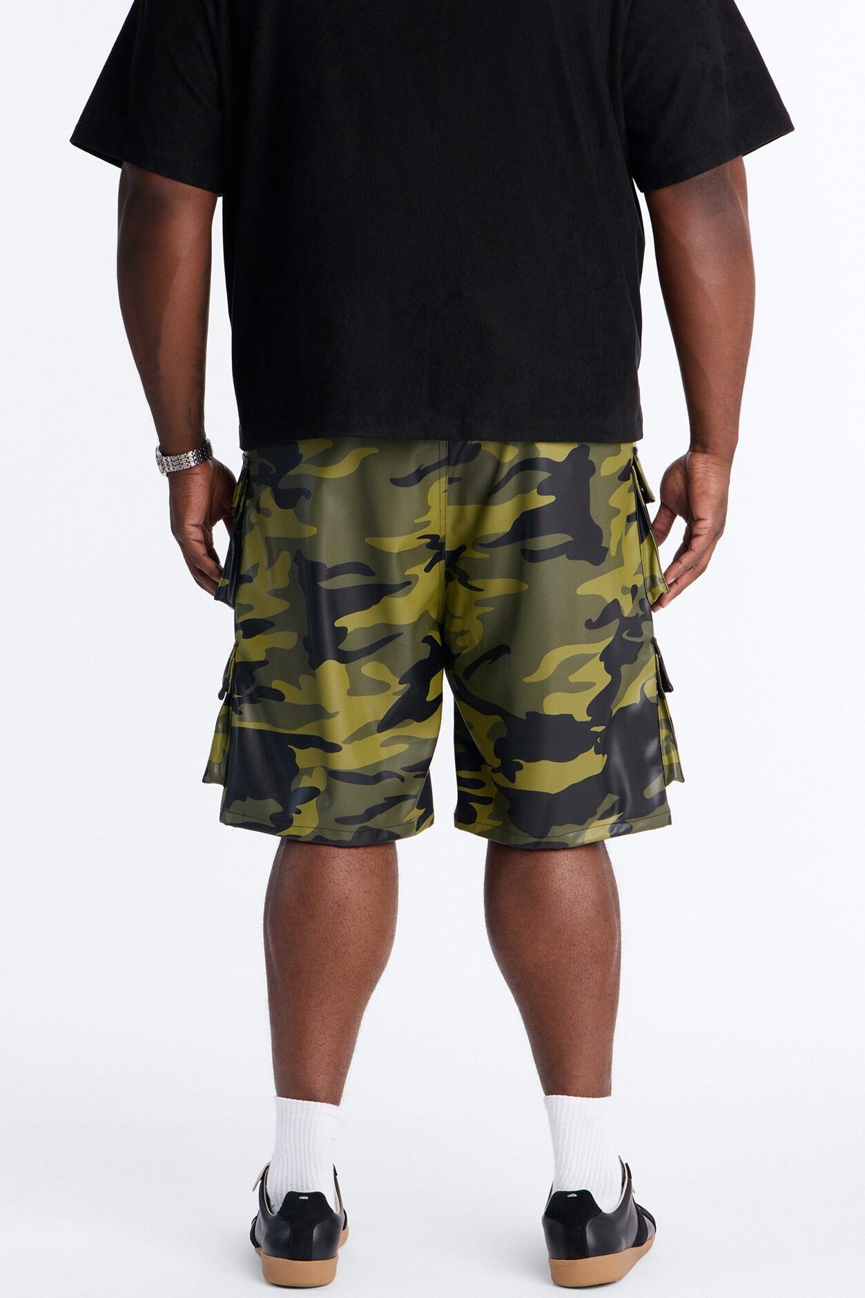 Faux Leather Camo Mirage Cargo Short - Camouflage