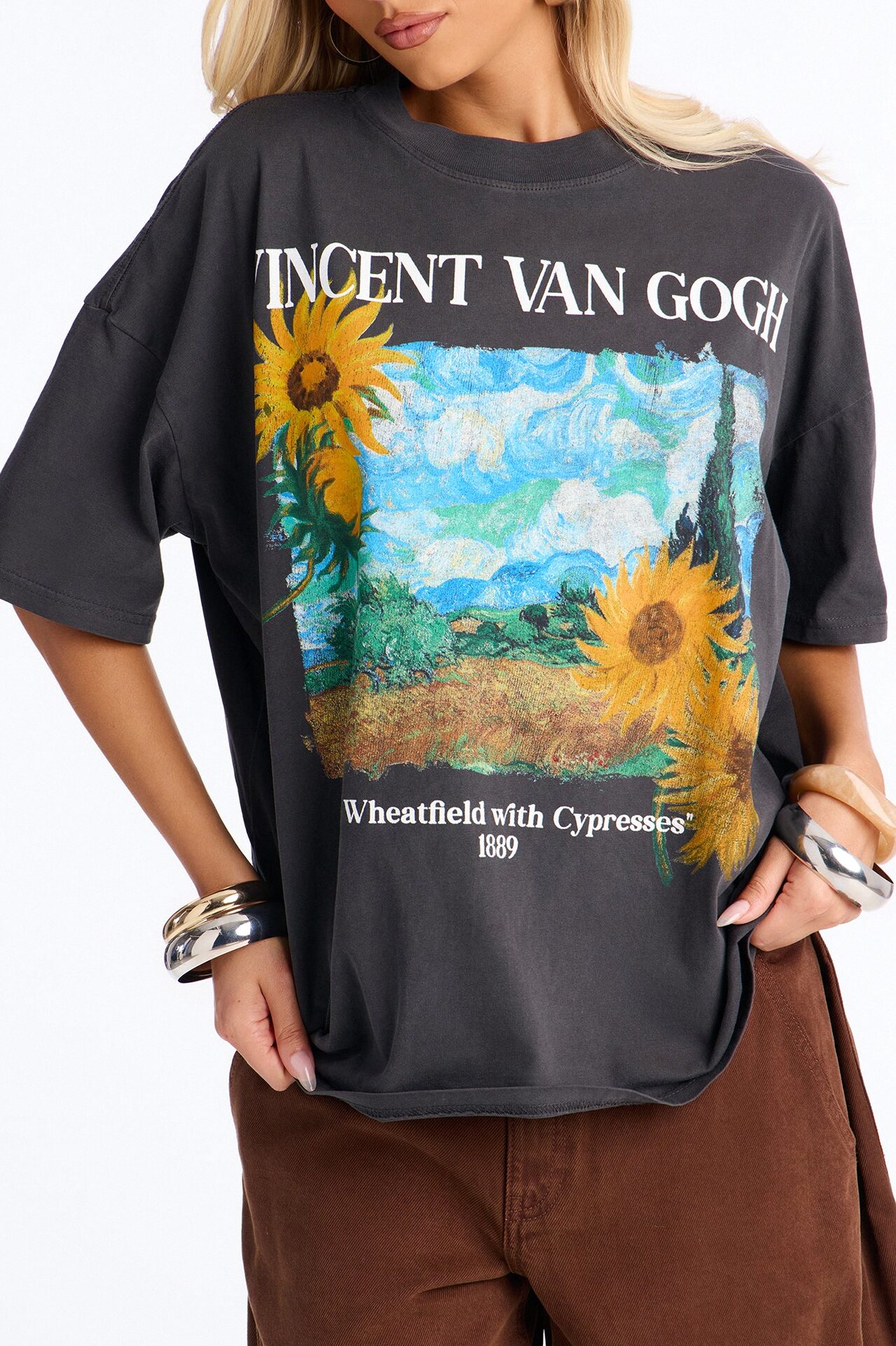 Vincent Van Gogh Sunflower Tee - Black Wash