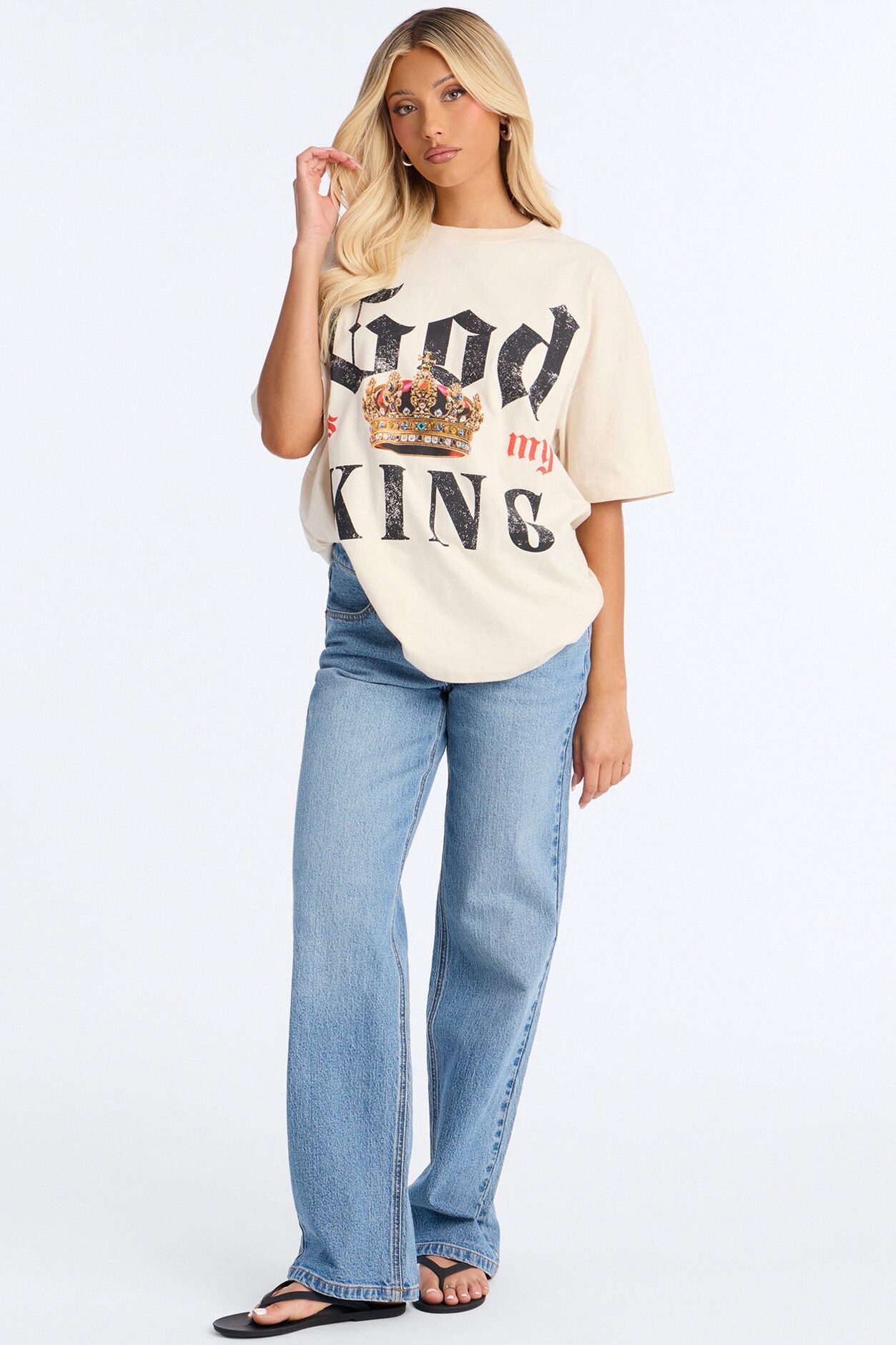 God Is My King Oversized Tee - Off White