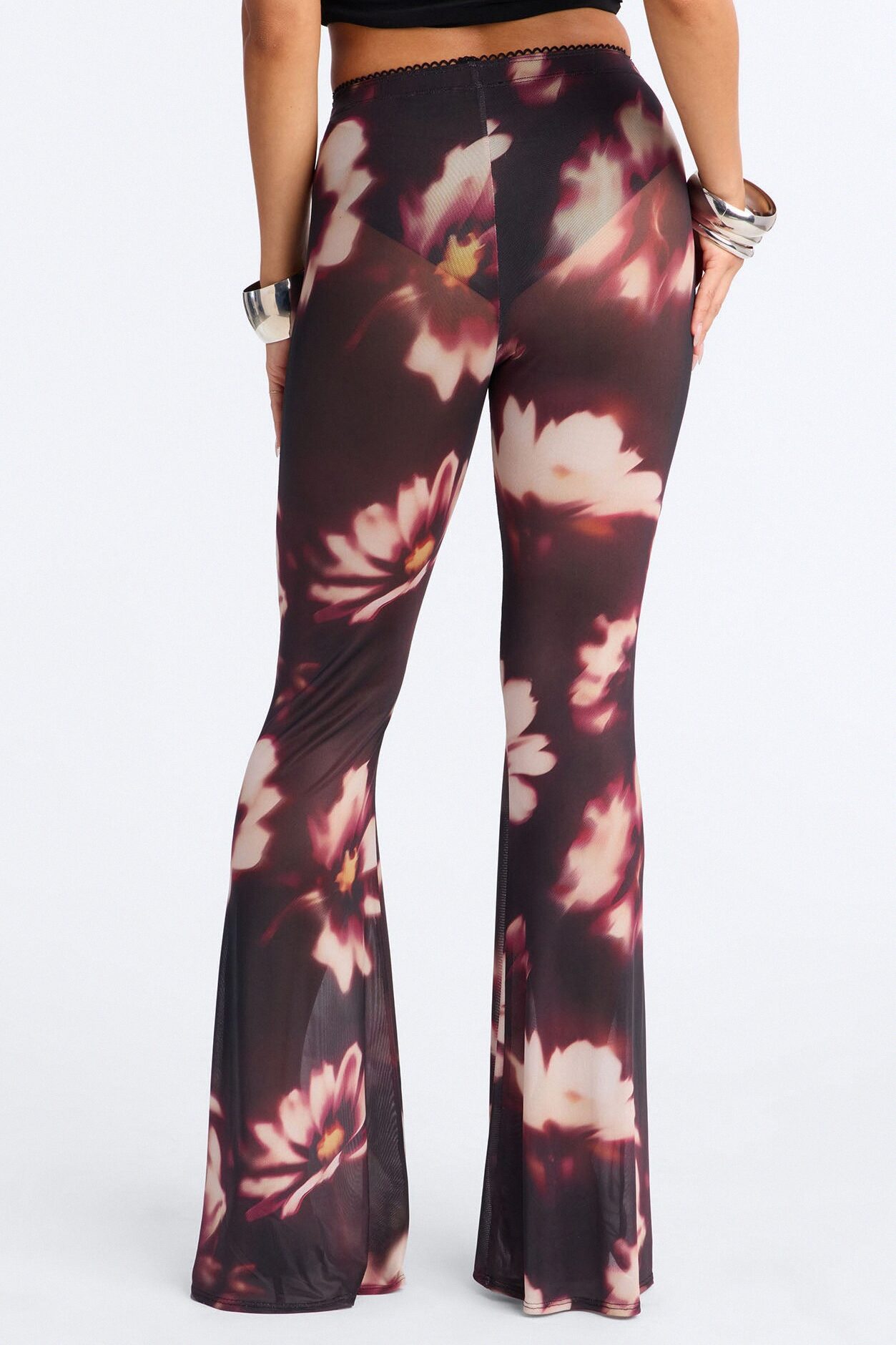 Talk To You Later Mesh Flare Pant - Black/combo