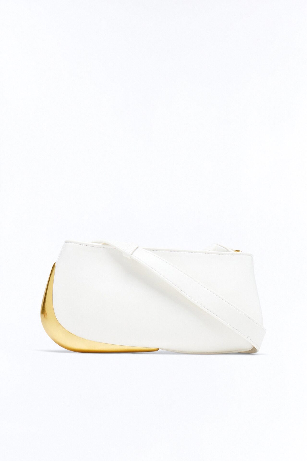 Jenni Hardware Faux Leather Shoulder Handbag - Ivory
