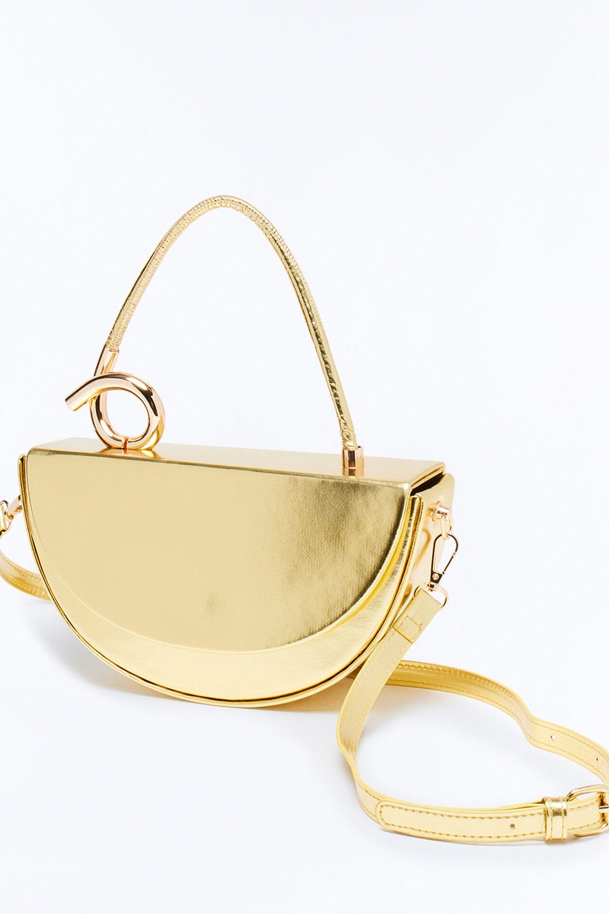 Adding A Twist Faux Leather Satchel Bag - Gold