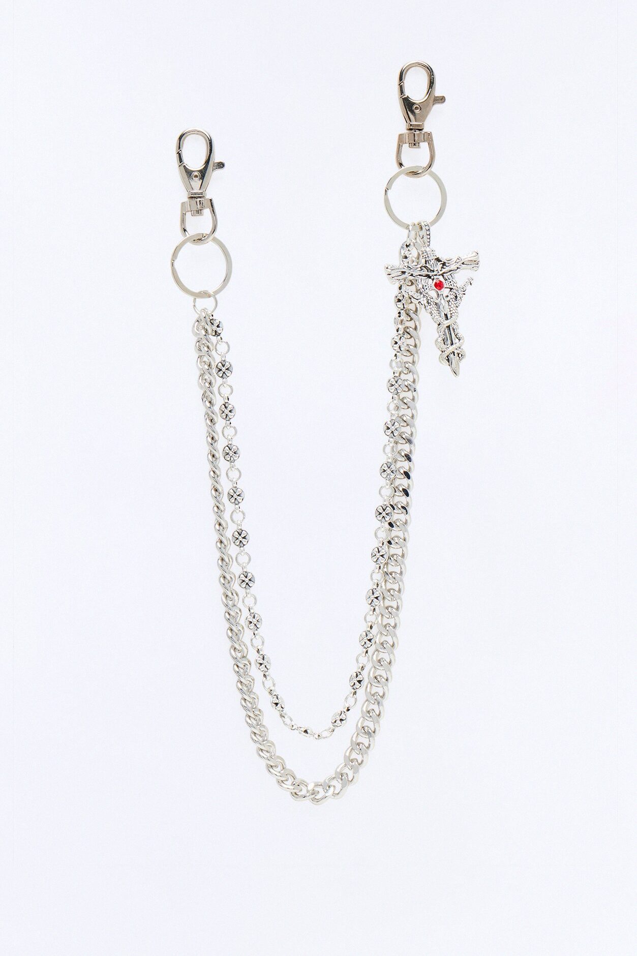 Gothic Healing Layered Pant Chain - Silver