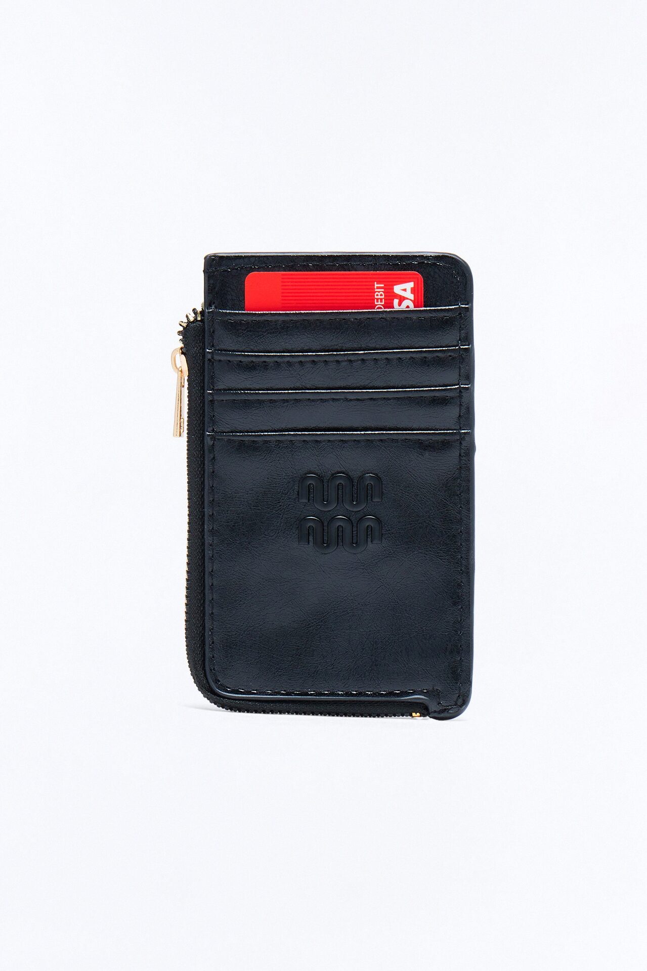 Wild Card Faux Leather Cardholder - Black