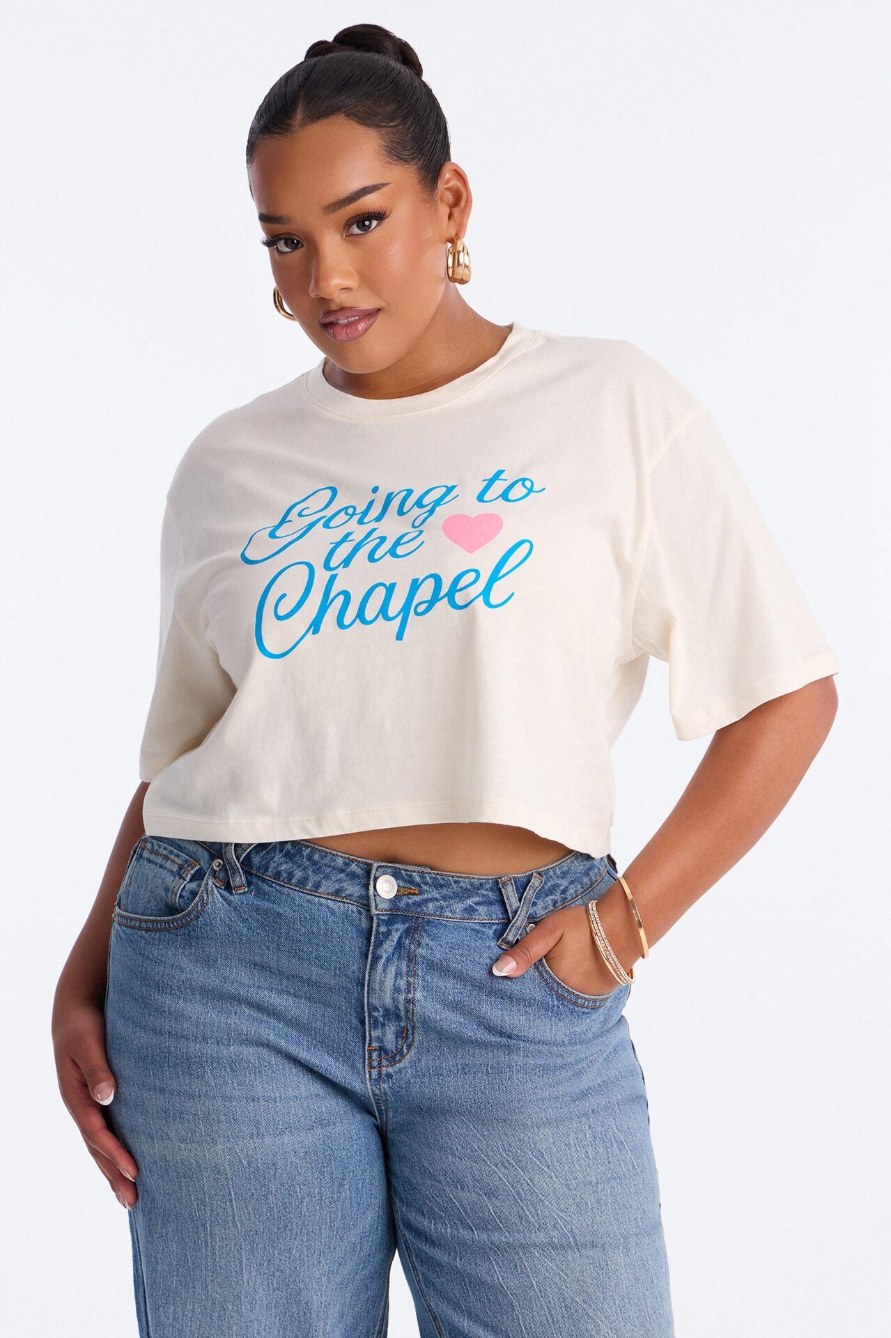 Going To The Chapel Baby Tee - Cream