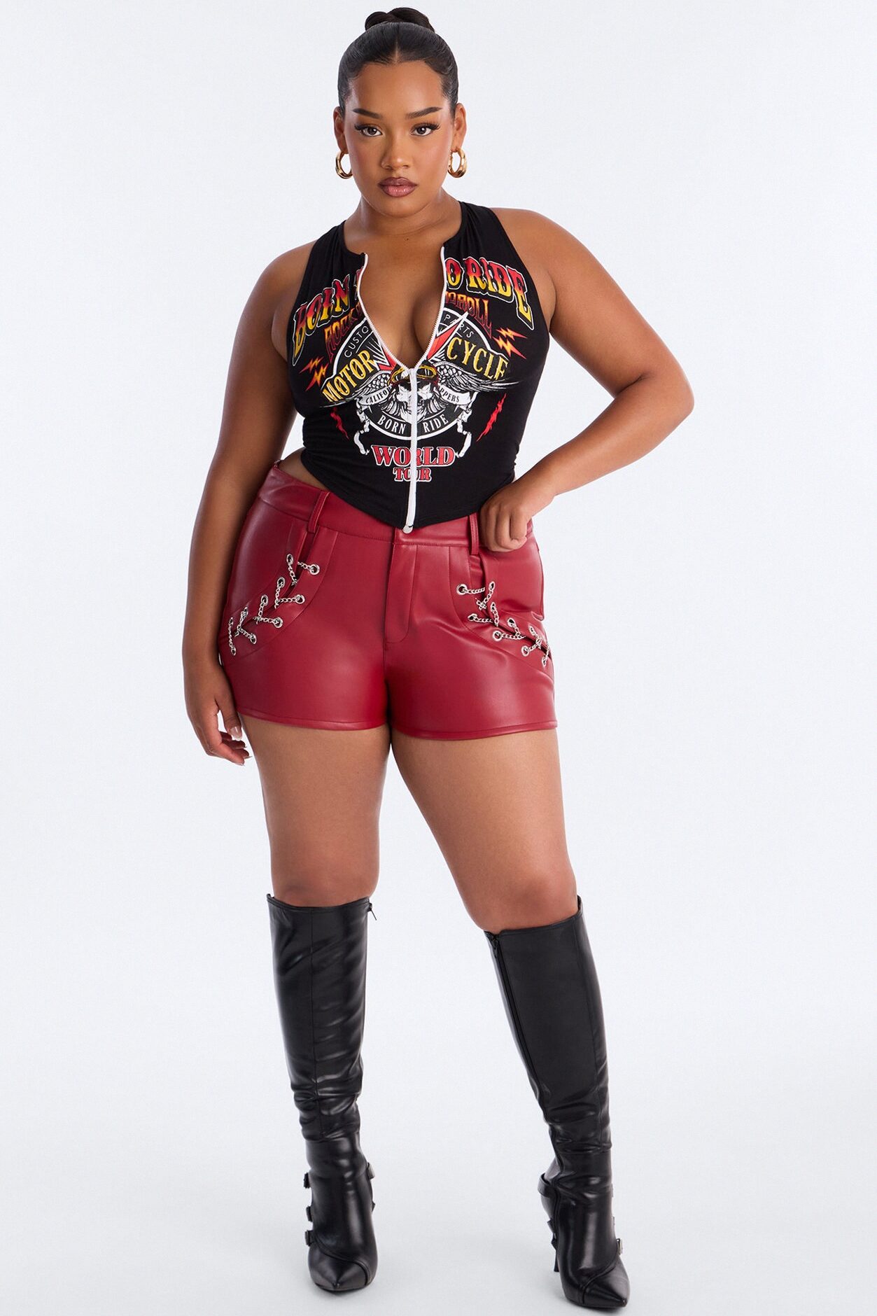 Seek And Destroy Faux Leather Short - Red
