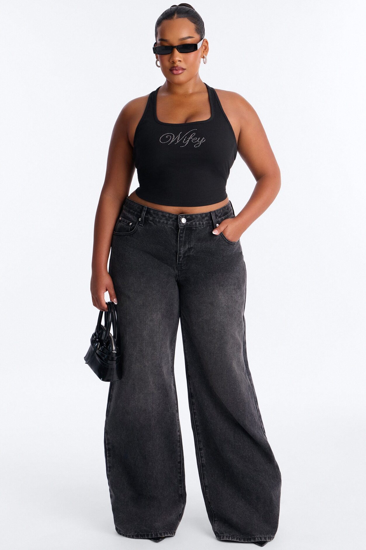 WifeyTo Be Rhinestone Tank Top - Black
