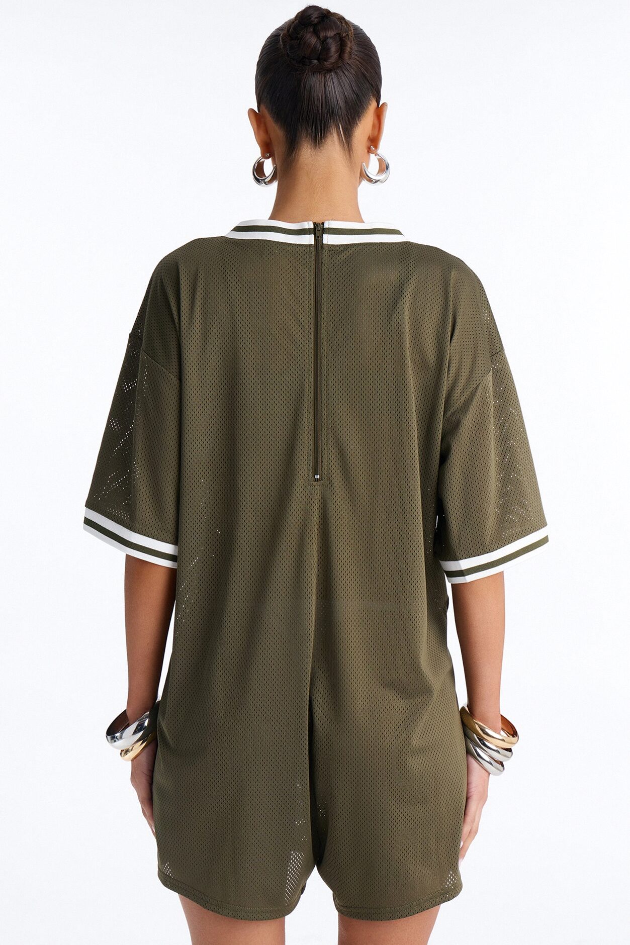 Sport Mode Jersey Mesh Romper - Olive