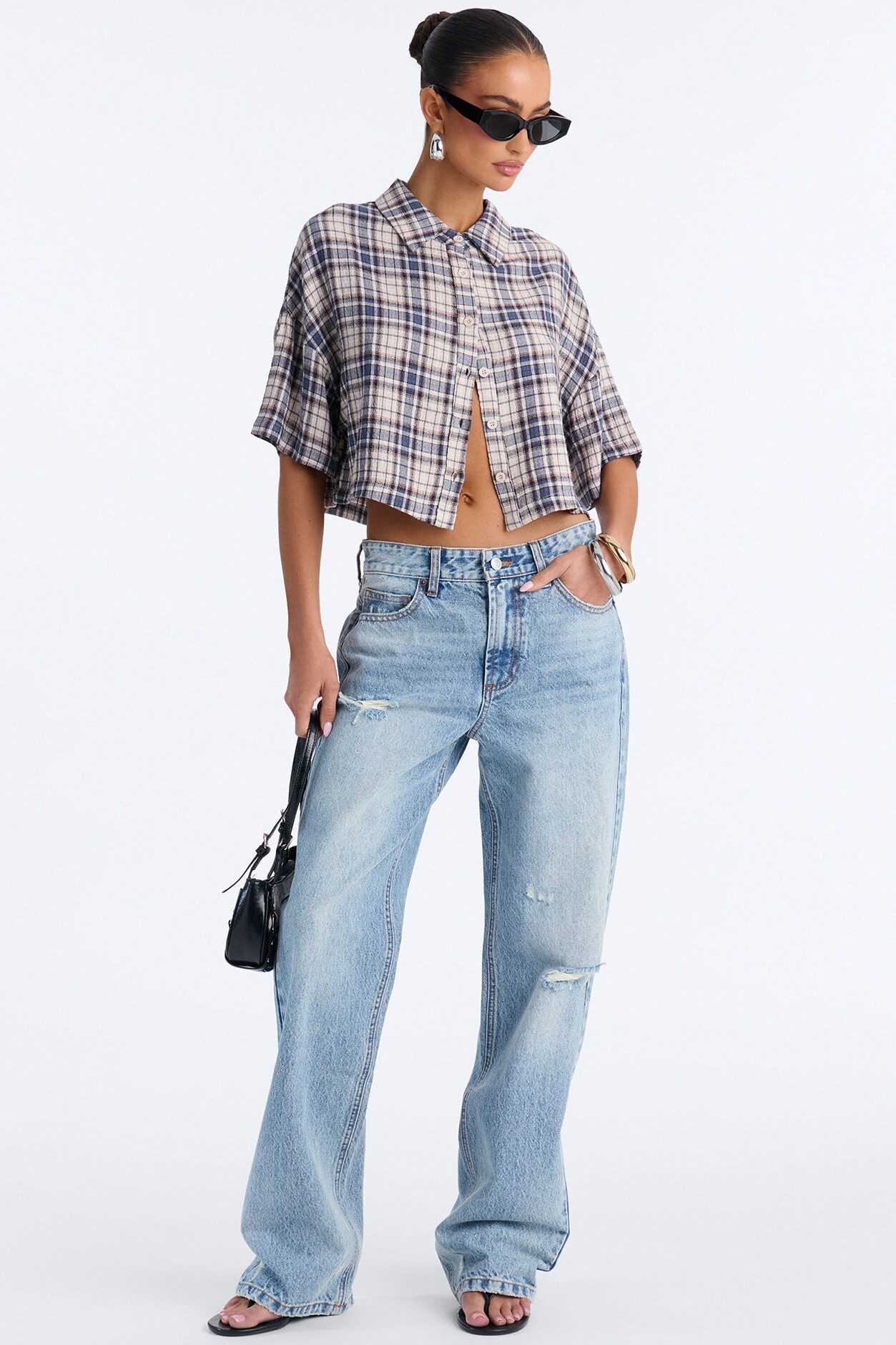 Cozy Girl Plaid Shirt - Blue/combo