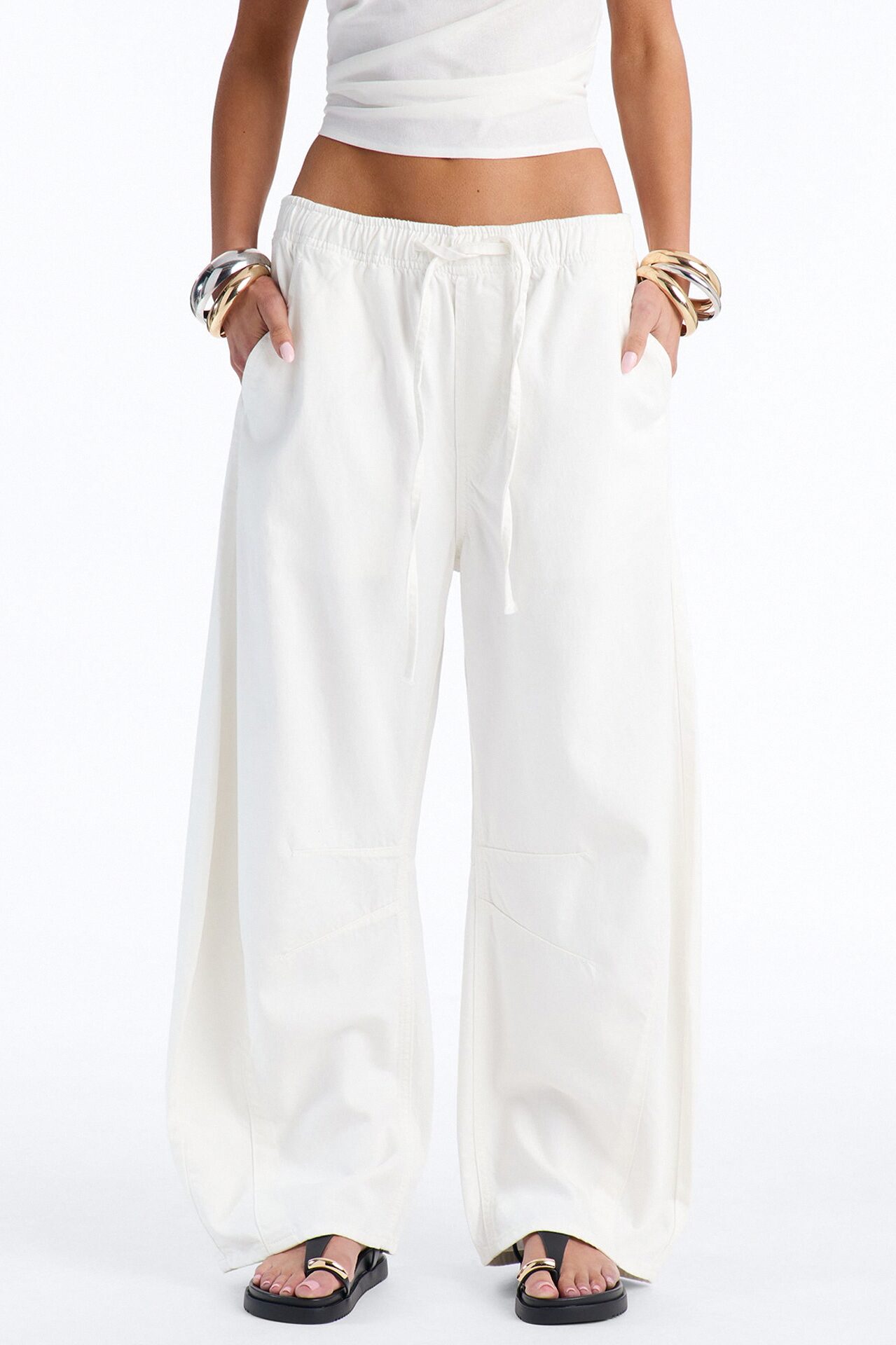 At Sunset Loose Fit TIe Waist Jeans - White
