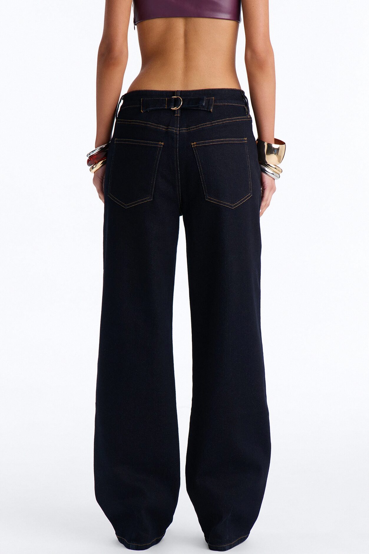 Heirloom Bloom Tapestry Utility Straight Leg Jeans - Dark Denim
