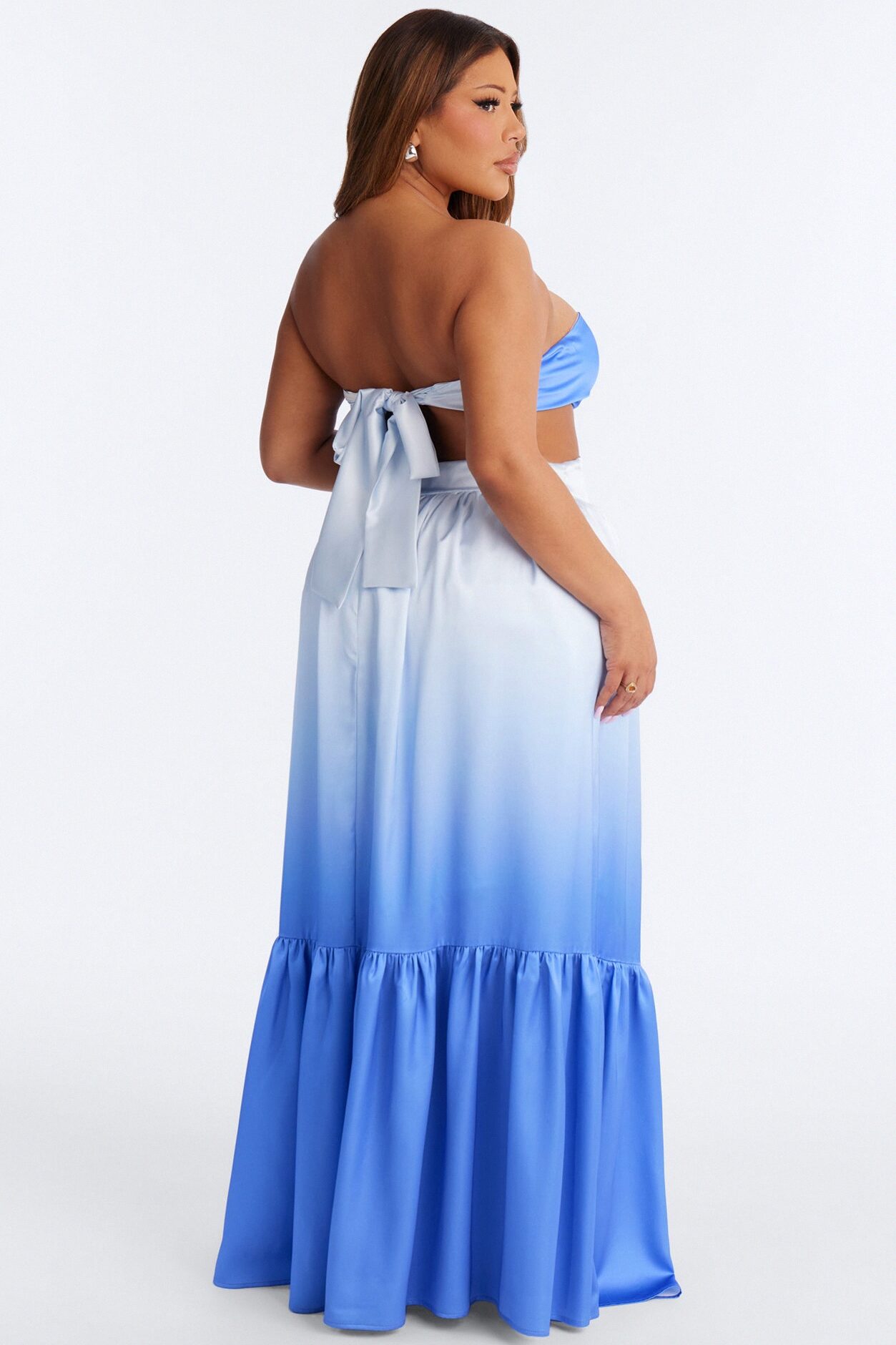 Emerson Ombre Satin Gown - Blue/combo