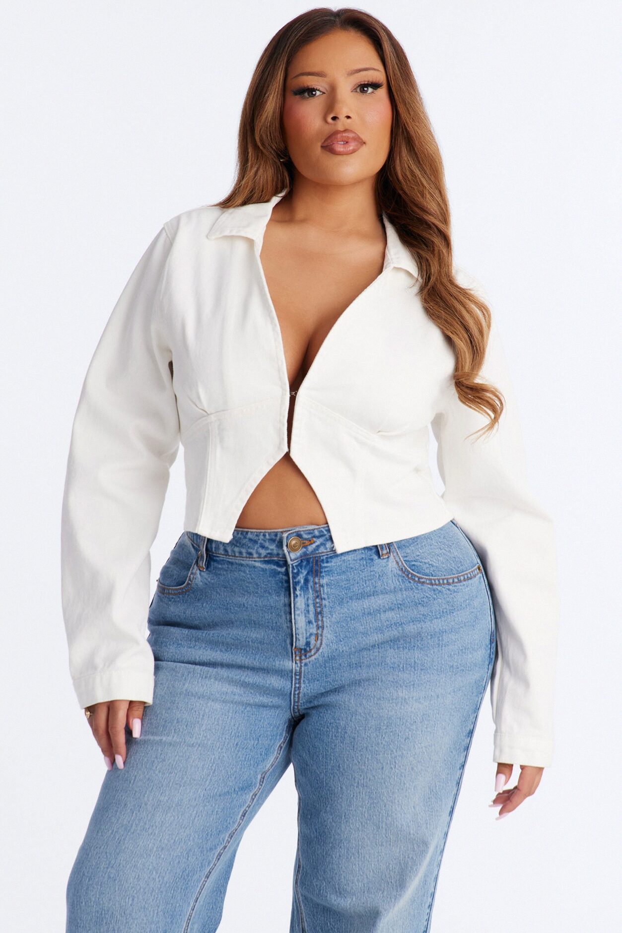 All Around Me Denim Top - White