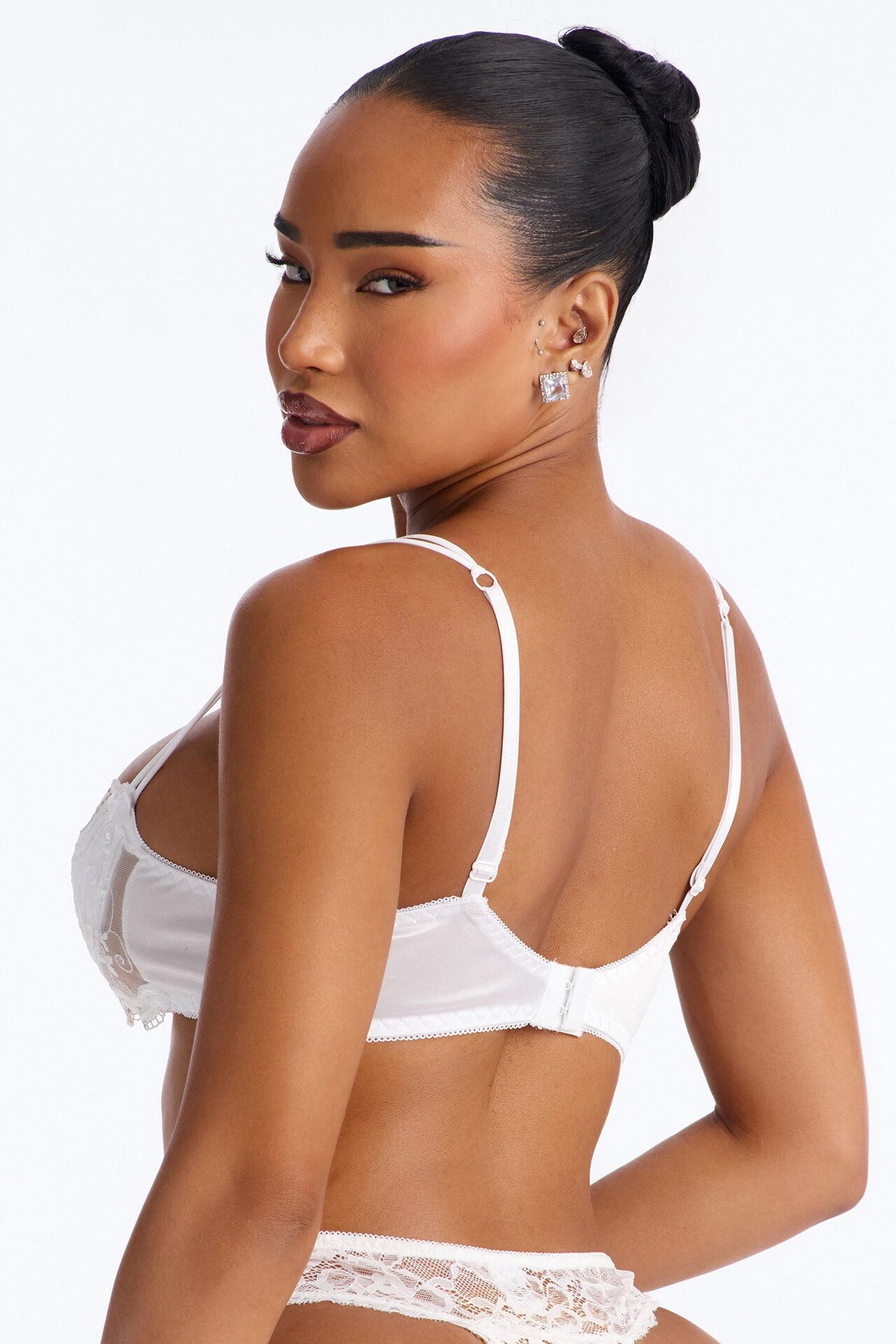 Almost There Lace Open Cup Shelf Bra - White