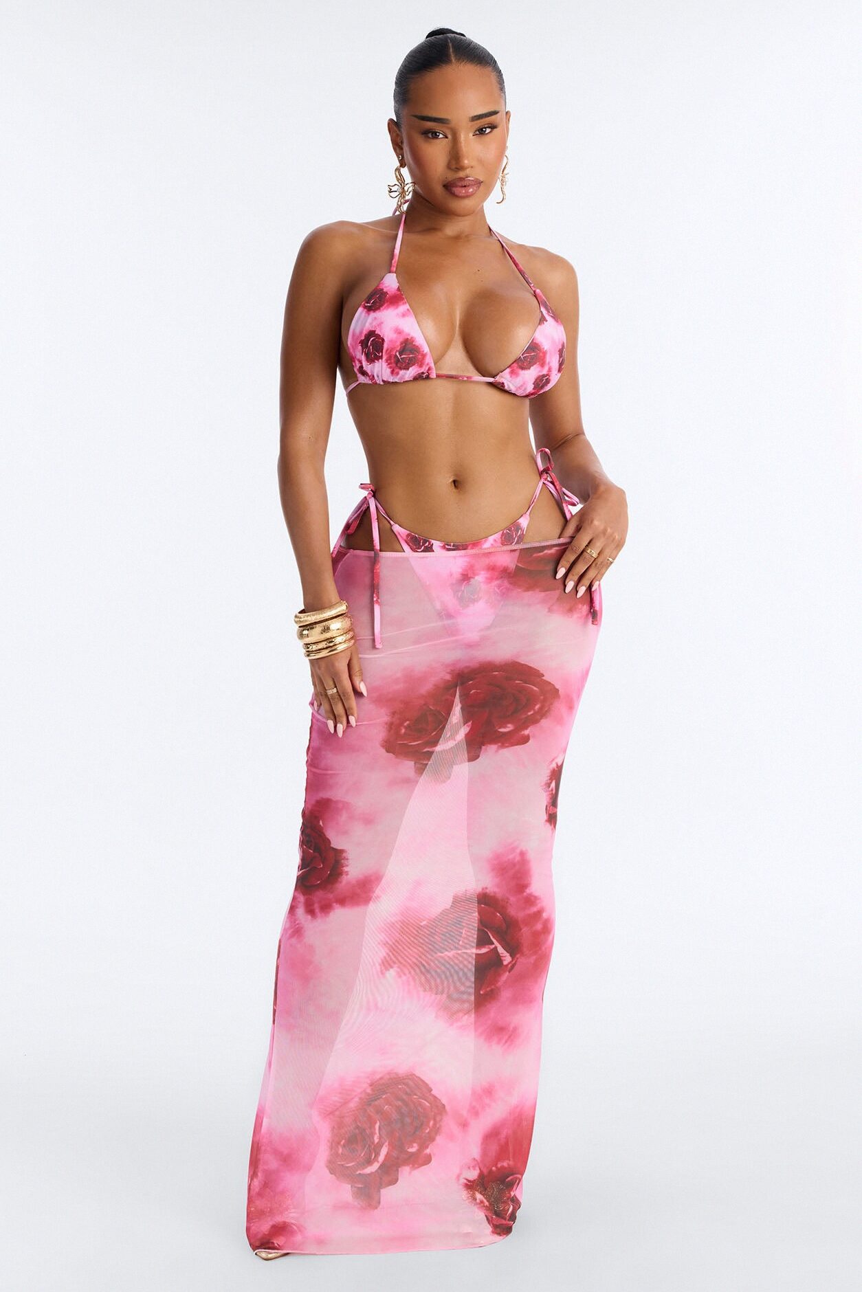 Crushing On You Bikini And Sarong - Pink/combo