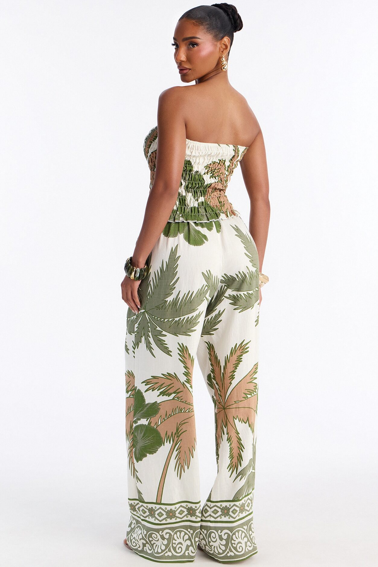 Palm Paradise Strapless Pant Set - Olive/combo