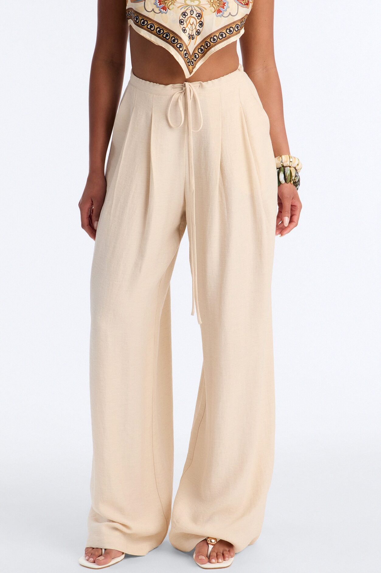 Run The City Linen Wide Leg Pants 33″ - Natural