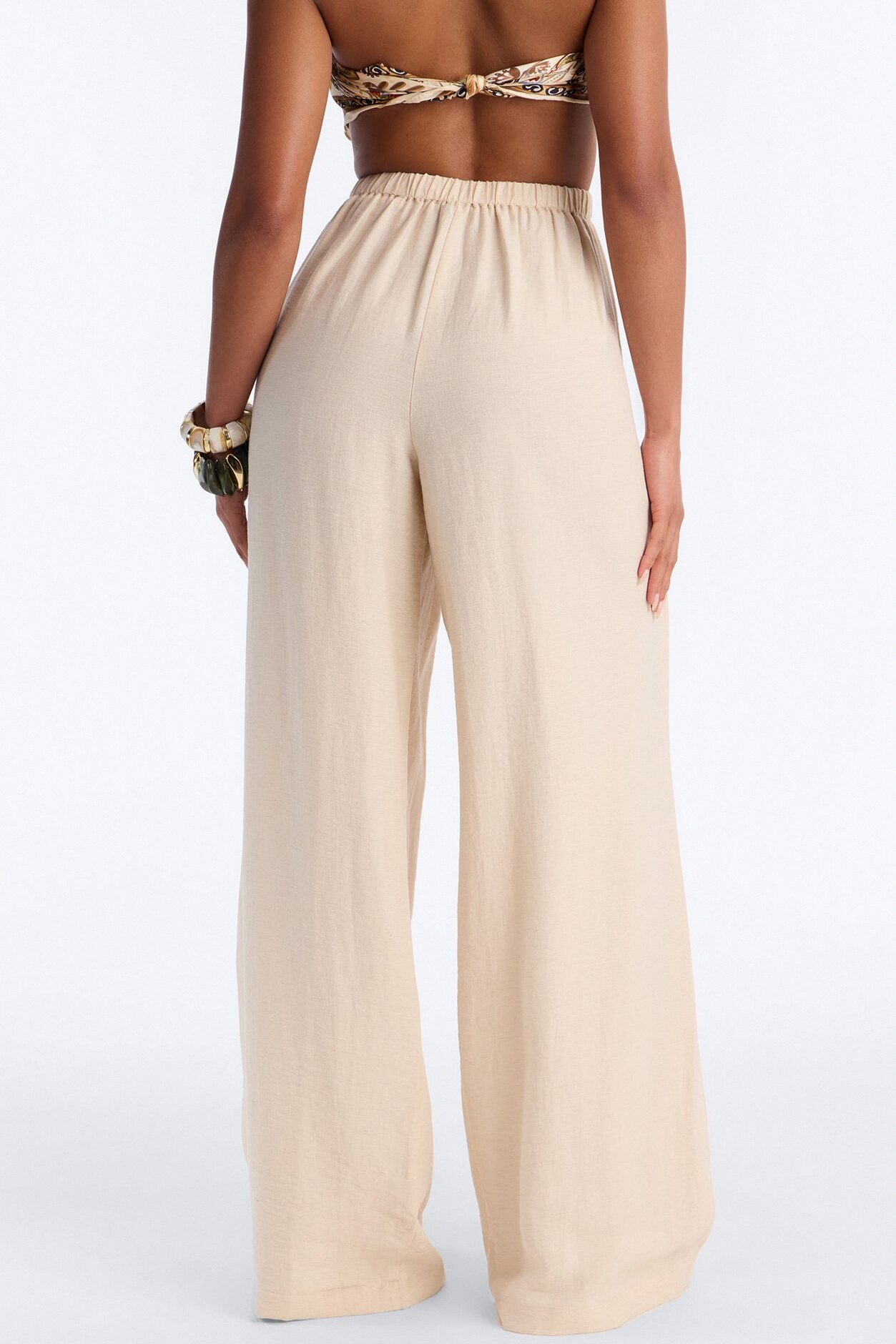 Run The City Linen Wide Leg Pants 33″ - Natural