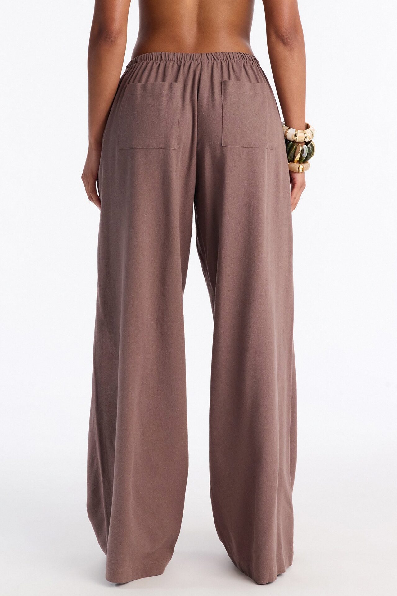 Seaside Soiree Wide Leg Linen Pant - Caffe