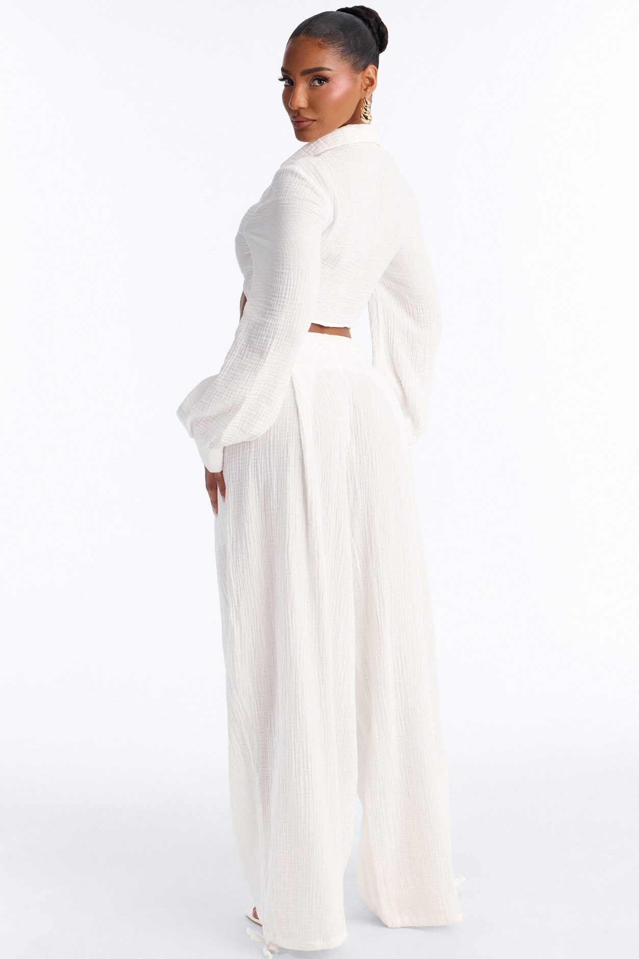 Bianca Gauze Jogger Set - White