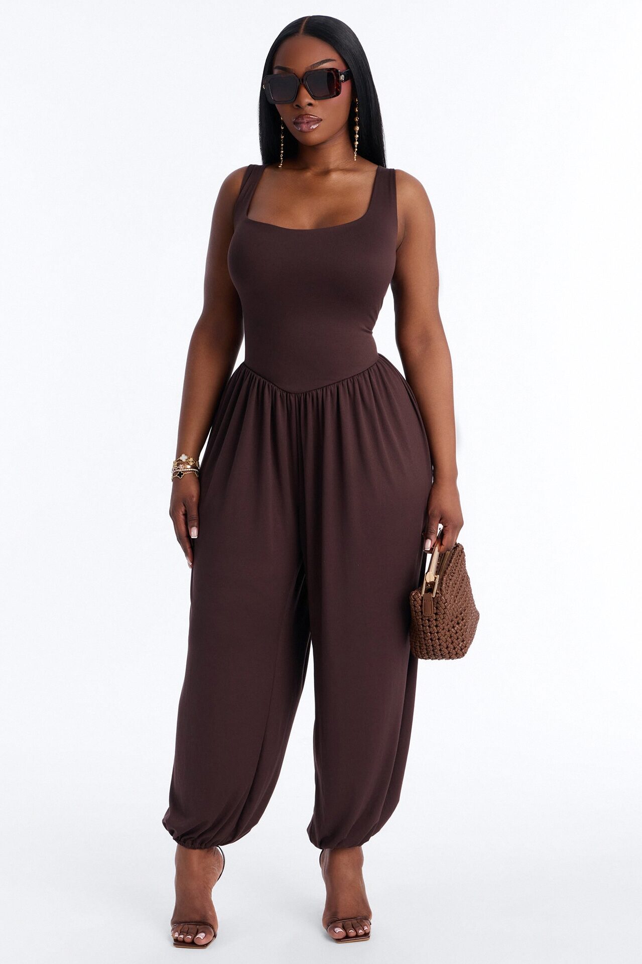 Brenna Balloon Leg Jumpsuit - Chocolate