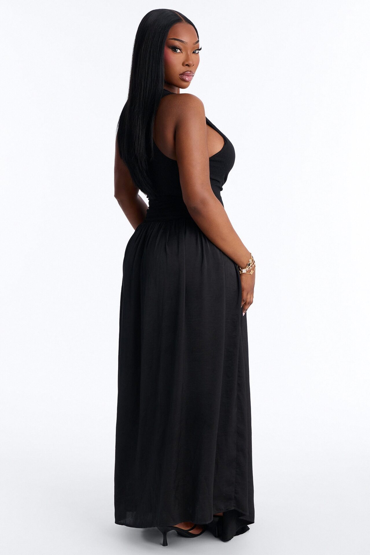 Soho Sleeveless Ribbed Maxi Dress - Black