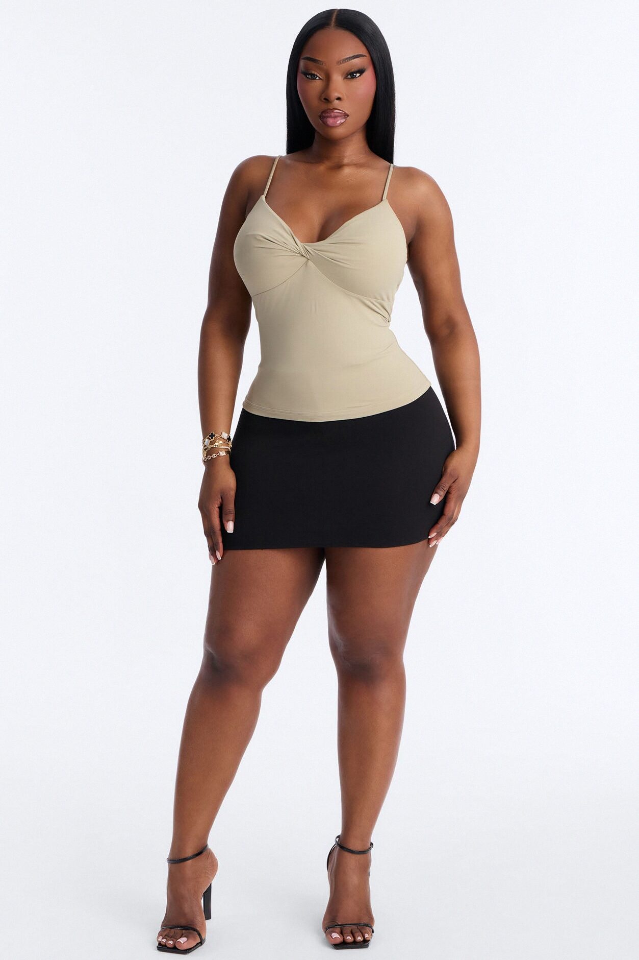 Second Skin Double Lined Twist Cami - Olive
